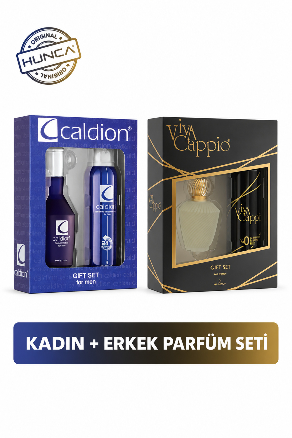 Hunca Viva Cappio Edt 60 Ml Kadın Edp + 150 Ml Deo Set&caldion Classic Erkek Edt 100 Ml + 150 Ml 2'li Set — 8690973040848Caldion