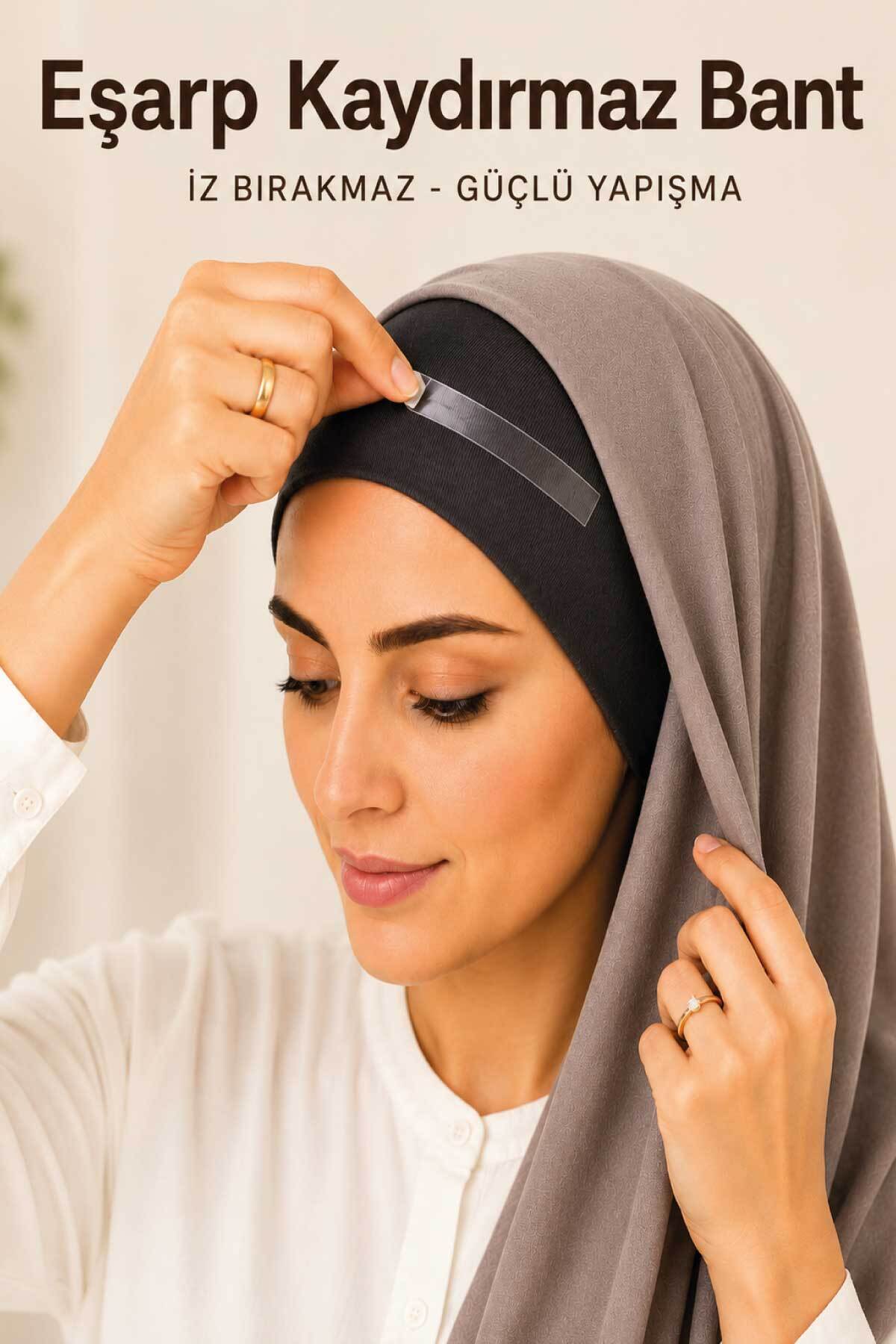 FixCaps Eşarp Kaydırmaz Çift Taraflı Sticker Bant-100’Lü Paket |İğnesiz Eşarp Sabitleme Çift taraflı Bandı