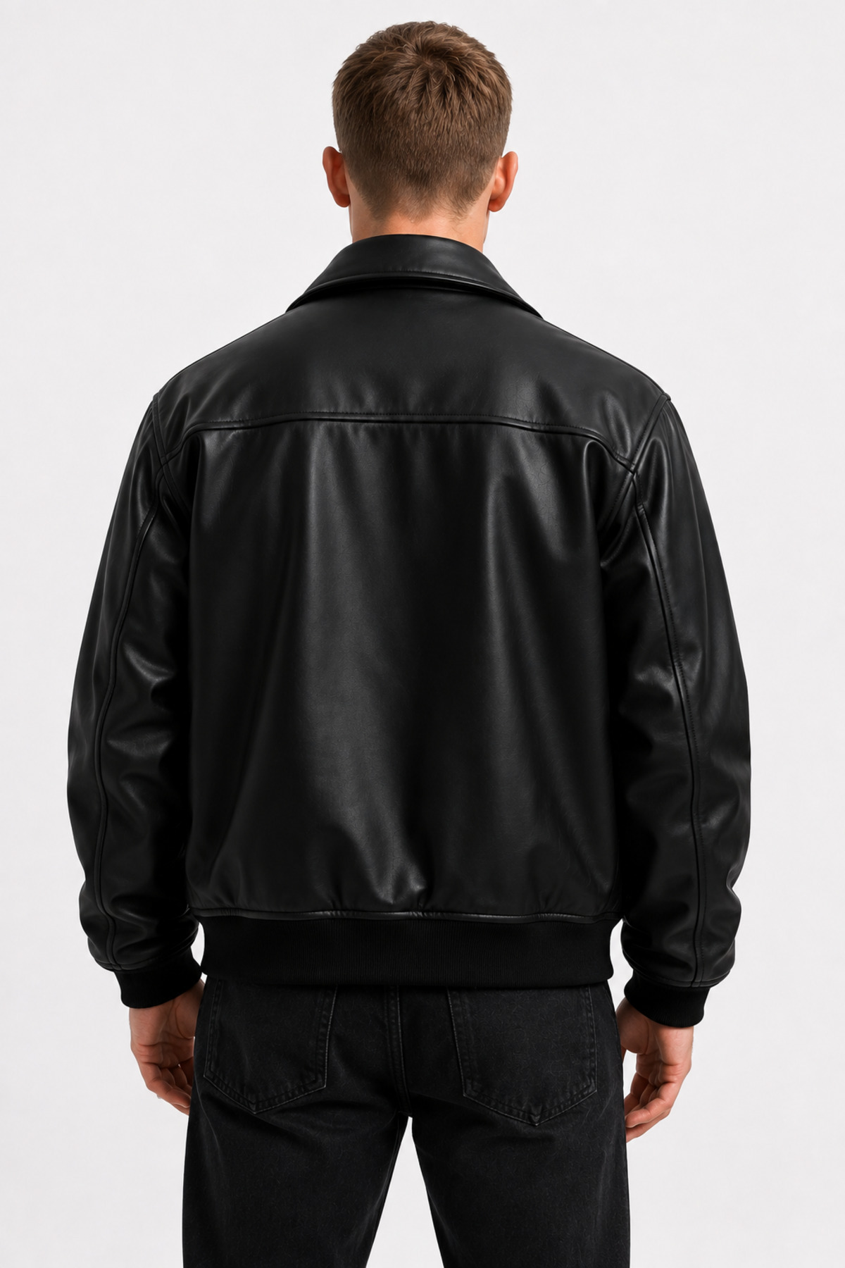 çerme Oversize Unisex Vintage Deri Ceket Mont görsel 2