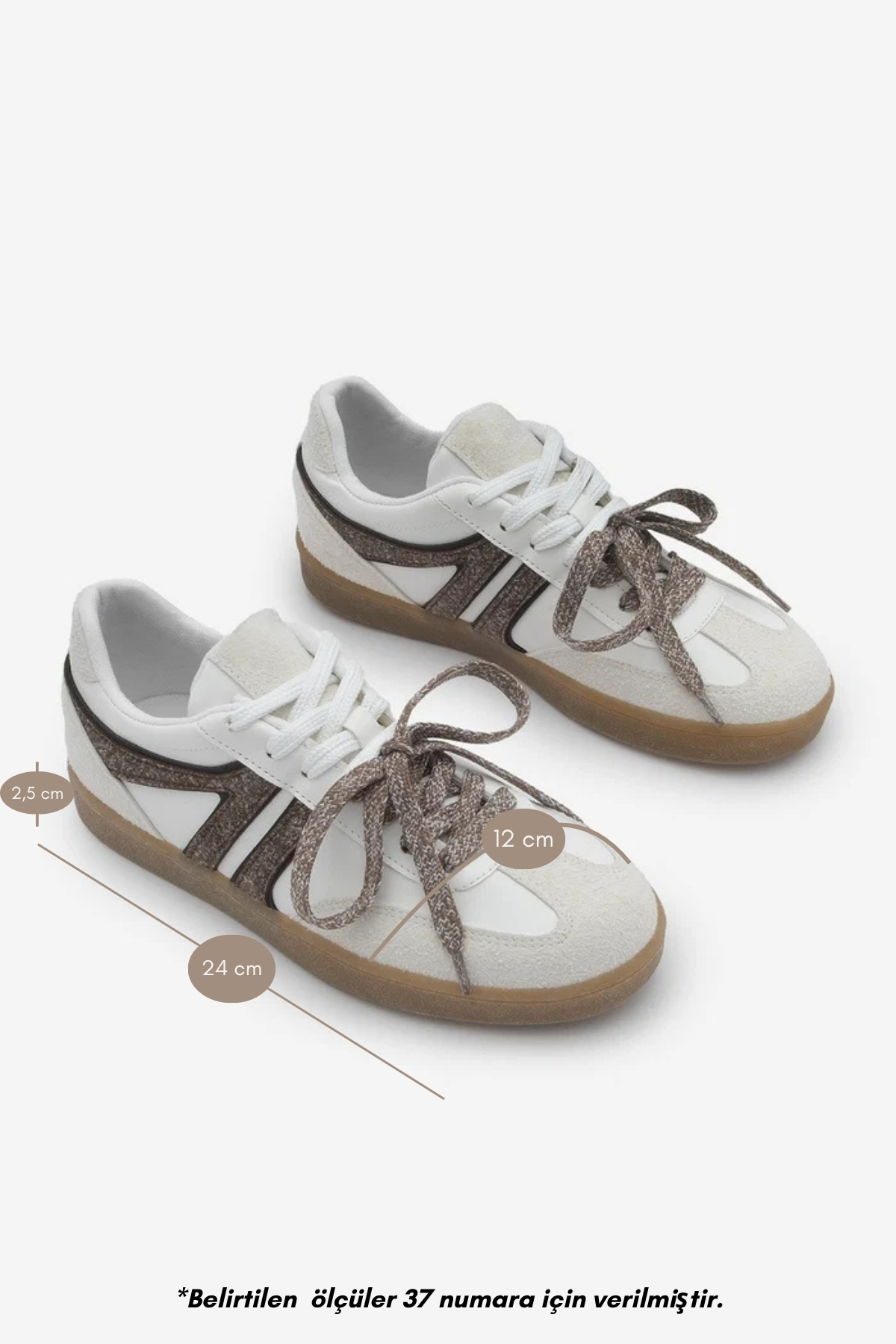 Marjin Kadın Sneaker Retro Çift Bağcıklı Spor Ayakkabı Forden Kahve görsel 8