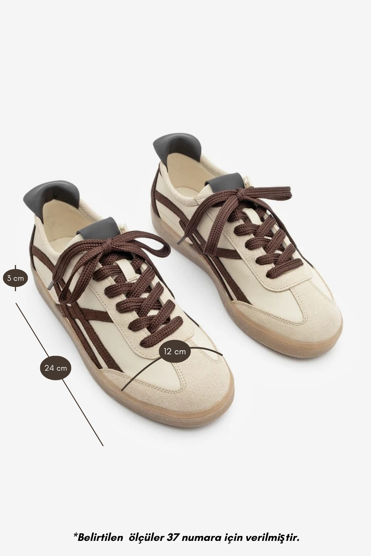 Marjin Kadın Sneaker Bağcıklı Spor Ayakkabı Alvena Kahve görsel 8