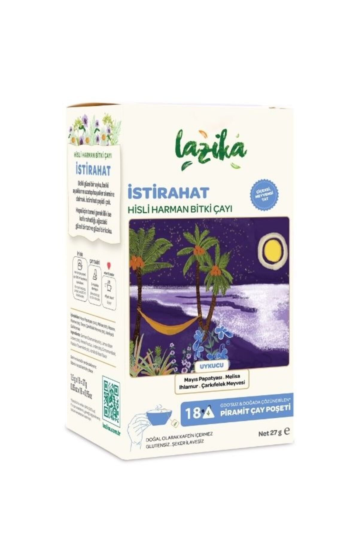 LAZİKA Hisli Harman İstirahat Bitki Çayı 18'li PLA Poşet - Papatya, Melisa, Ihlamur, Çarkıfelek Çiçeği