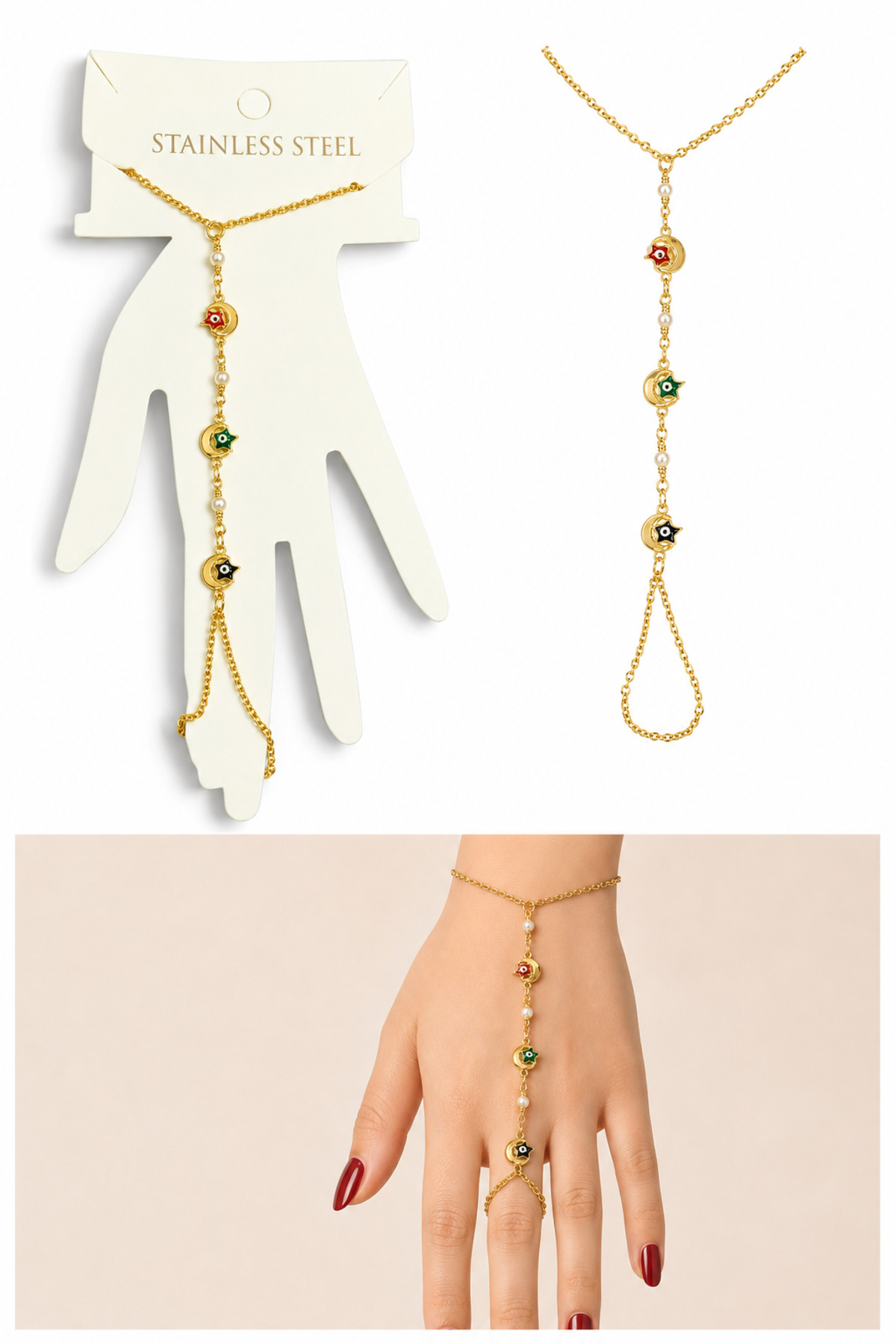 X-Lady Accessories Altın Renk Yıldız Çelik Şahmeran - 3885 görsel 4
