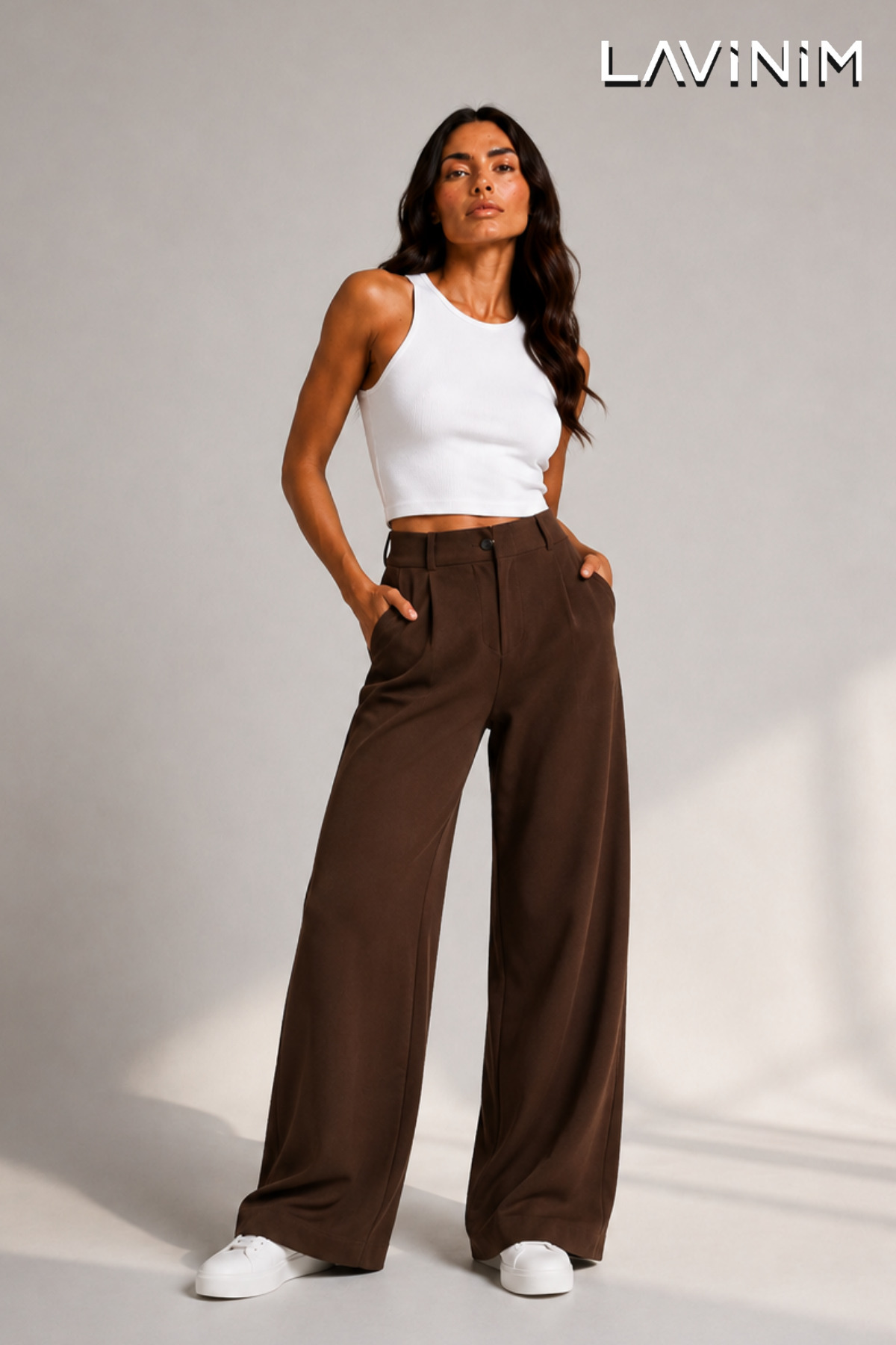 LAVİNİM Palazzo Pantolon Kahverengi Oversize Kesim