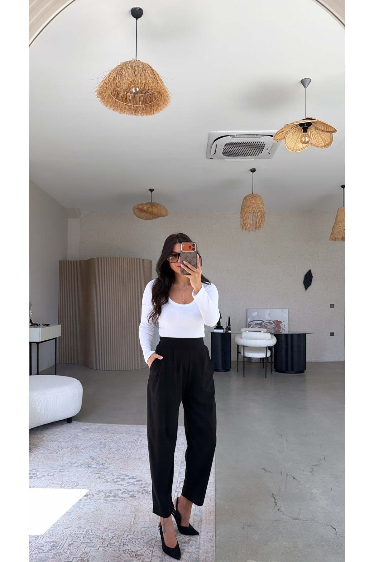 Buket Teke Siyah Krep Kumaş Harem Pantolon görsel 2