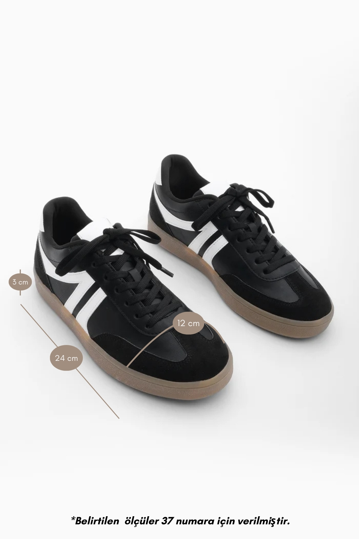 Marjin Kadın Sneaker Bağcıklı Düz Taban Spor Ayakkabı Tiyone Siyah görsel 8