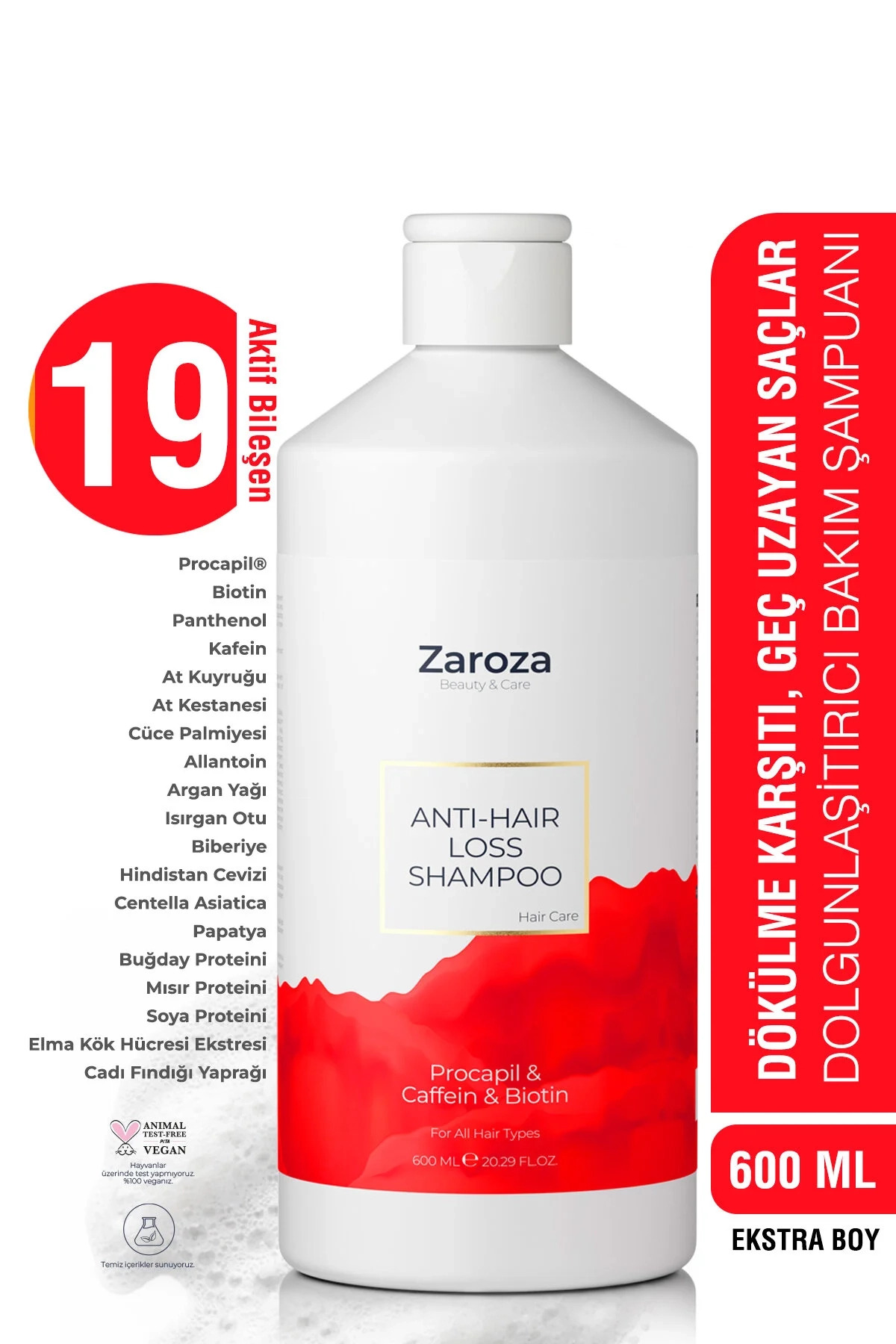 Saç Dökülme Karşıtı Hızlı Uzamaya Yardımcı Güçlendirici Procapil Biotin Şampuan 600ml Erkek Kadın