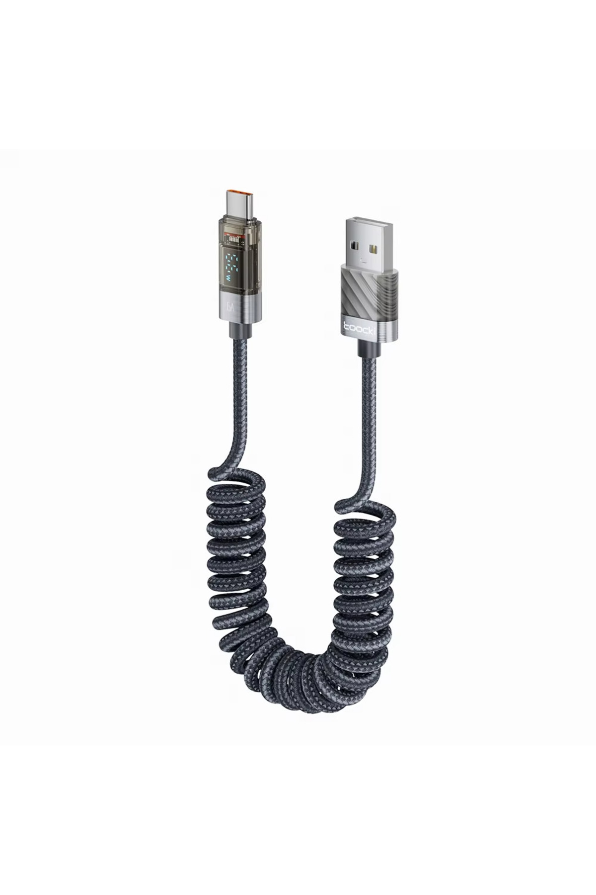 Toocki ZX01 66W Dijital USB-A to Type-C Yaylı Örgülü Kablo 1,8