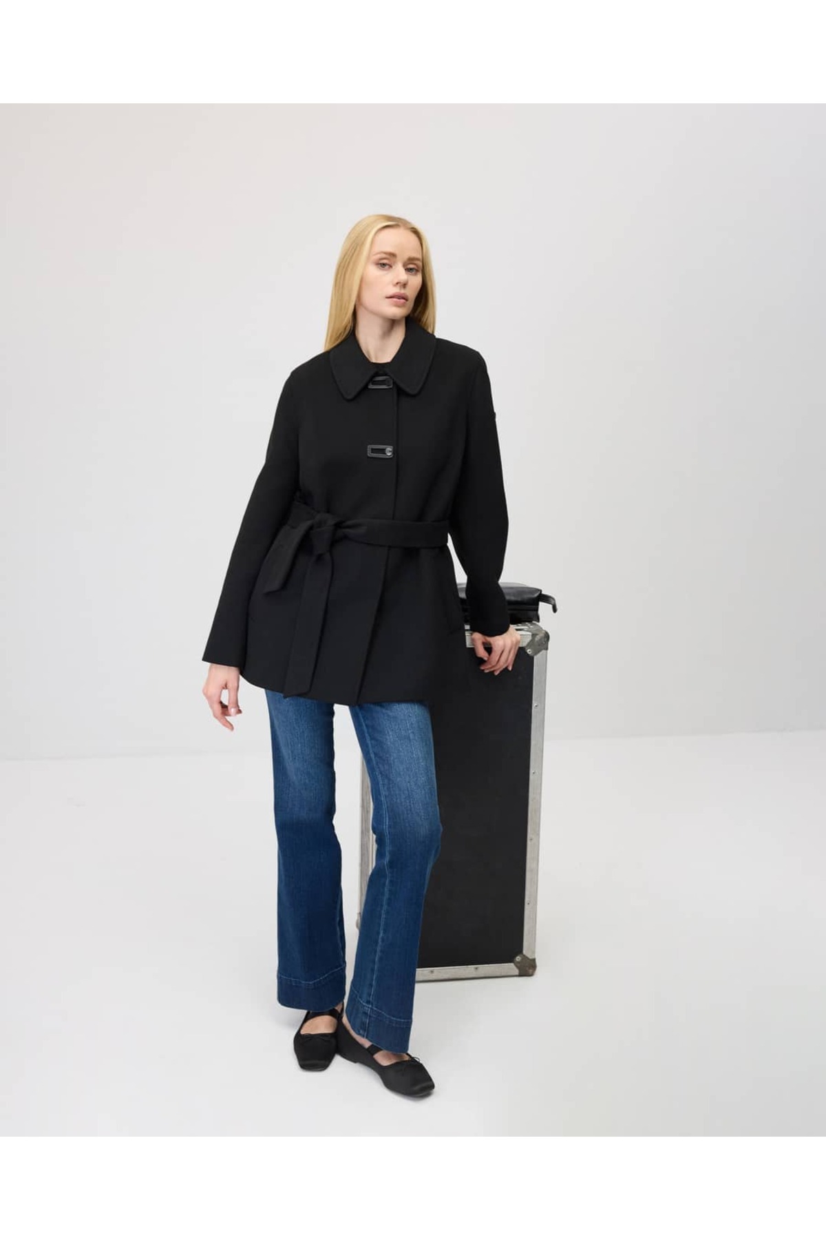 IDA Collection Bebe Yaka Kısa Ceket Siyah görsel 3