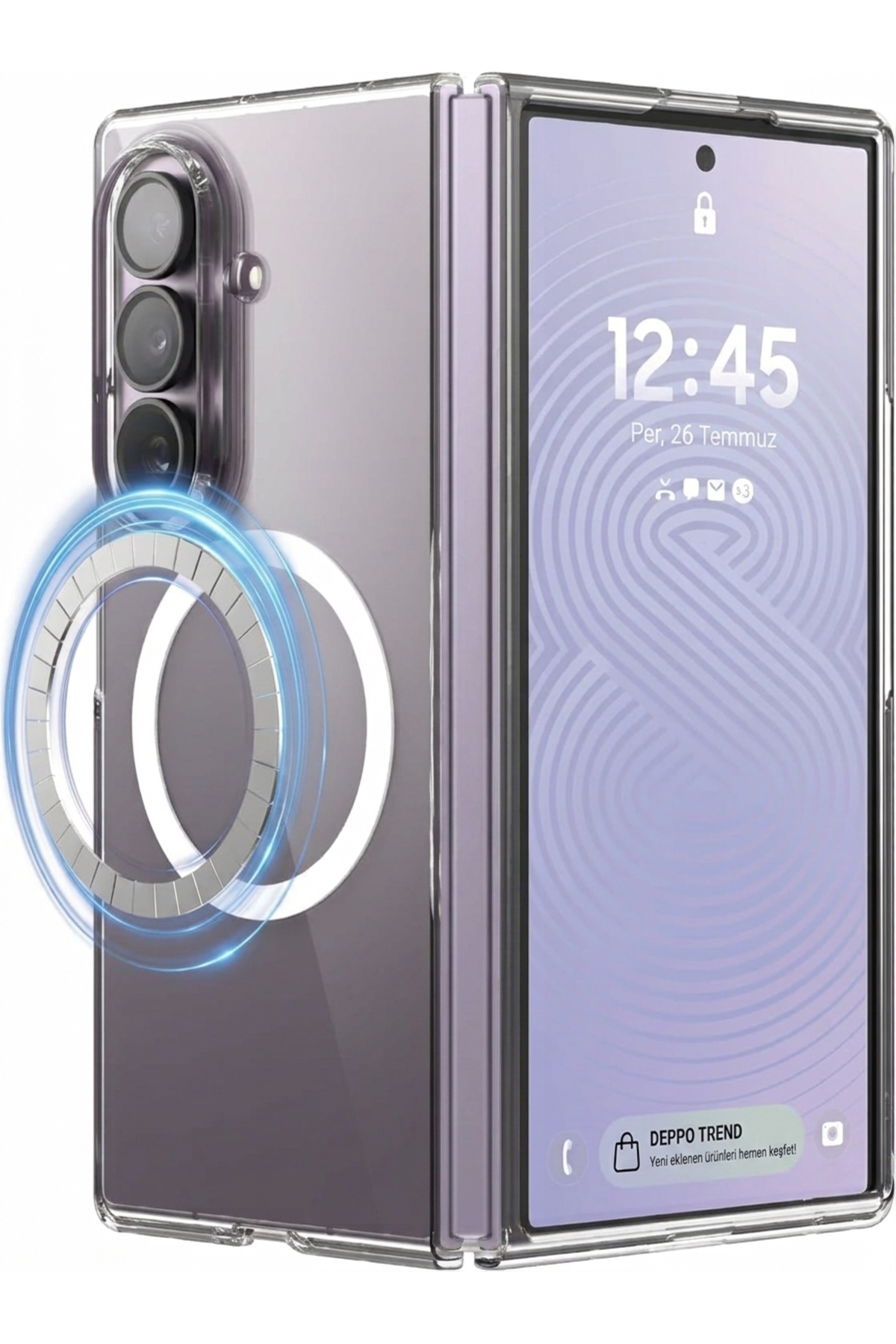 Samsung Galaxy Z Fold 8 Ultra Uyumlu Kılıf İnce Sert Sararmaz Magsafe Kamera Kenar Korumalı Dayanıklı Transparan Saydam Parlak Arka Kapak