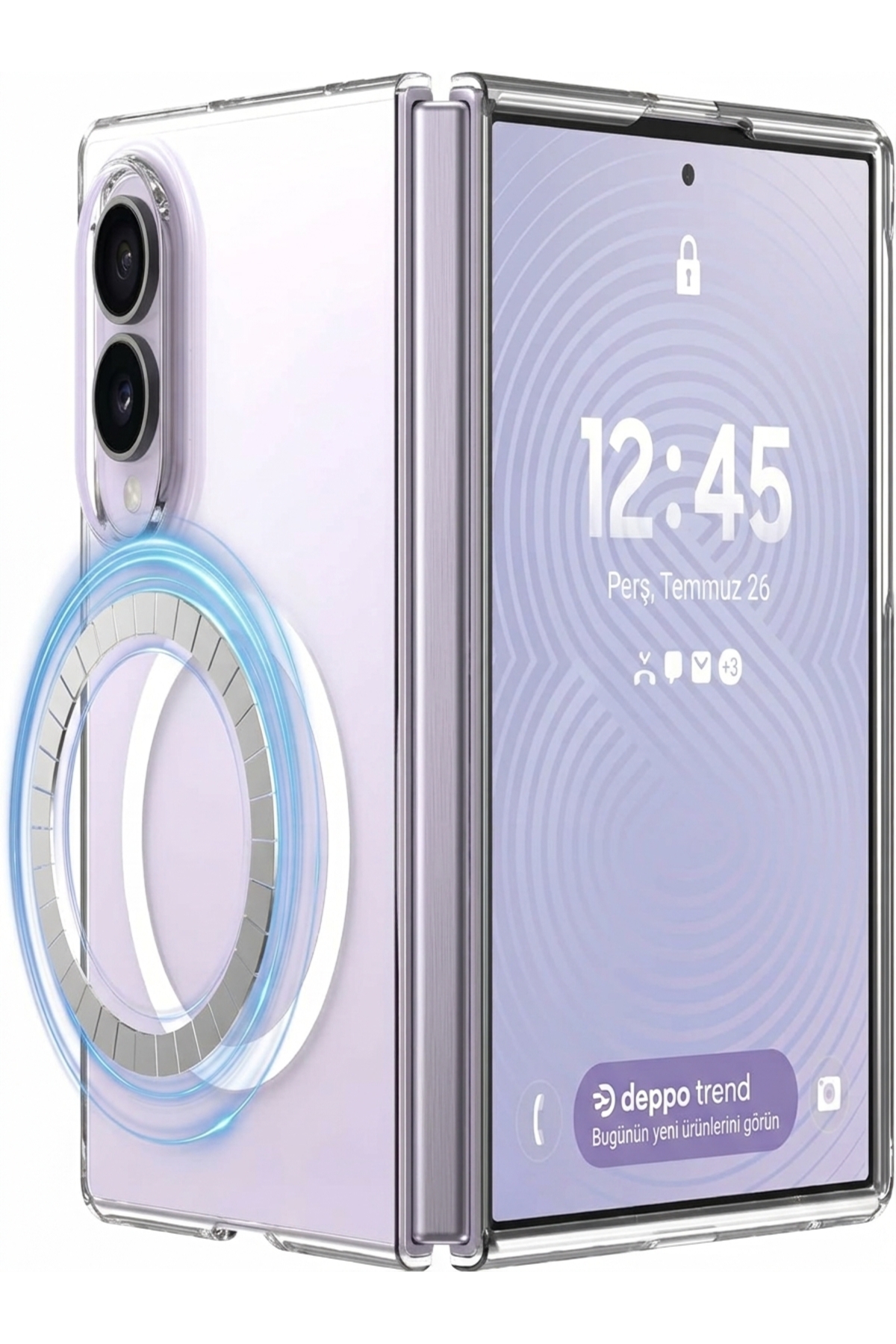 Samsung Galaxy Z Fold 8 Uyumlu Kılıf İnce Sert Sararmaz Magsafe Kamera Kenar Korumalı Dayanıklı Transparan Saydam Parlak Arka Kapak