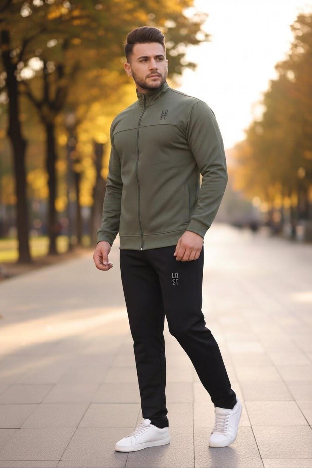 Yeni Sezon Rahat Kalıp Erkek Eşofman Takımı — خاکی M01596179