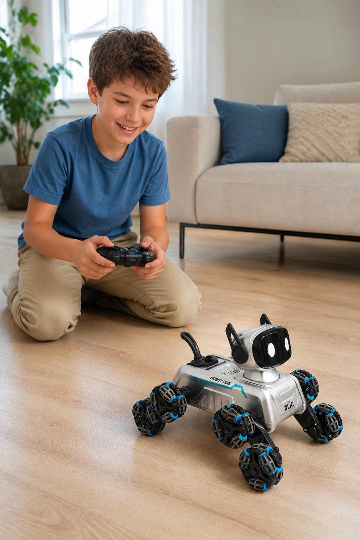 BRB2 AI Akıllı Robot Köpek - 360° Hareketli, Uzaktan ve Bilekten Kontrollü, Işıklı Sesli ve Sprey Efektli