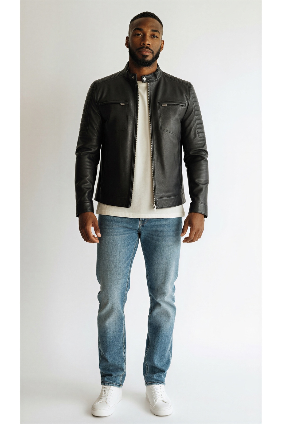 TABAKHANEM YILDIRIM Model Hakiki Deri Slim Fit Erkek Mont - Siyah