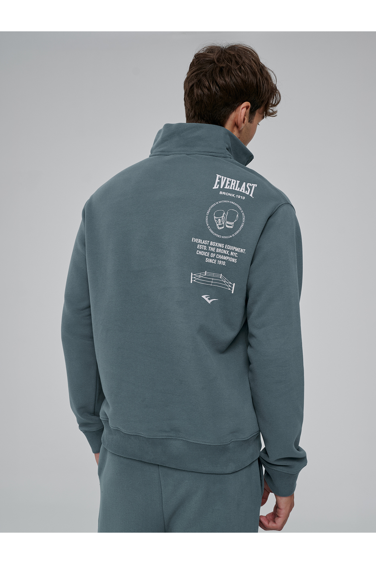 EVERLAST World Regular Yeşil Yarım Zipli Erkek Sweatshirt görsel 4