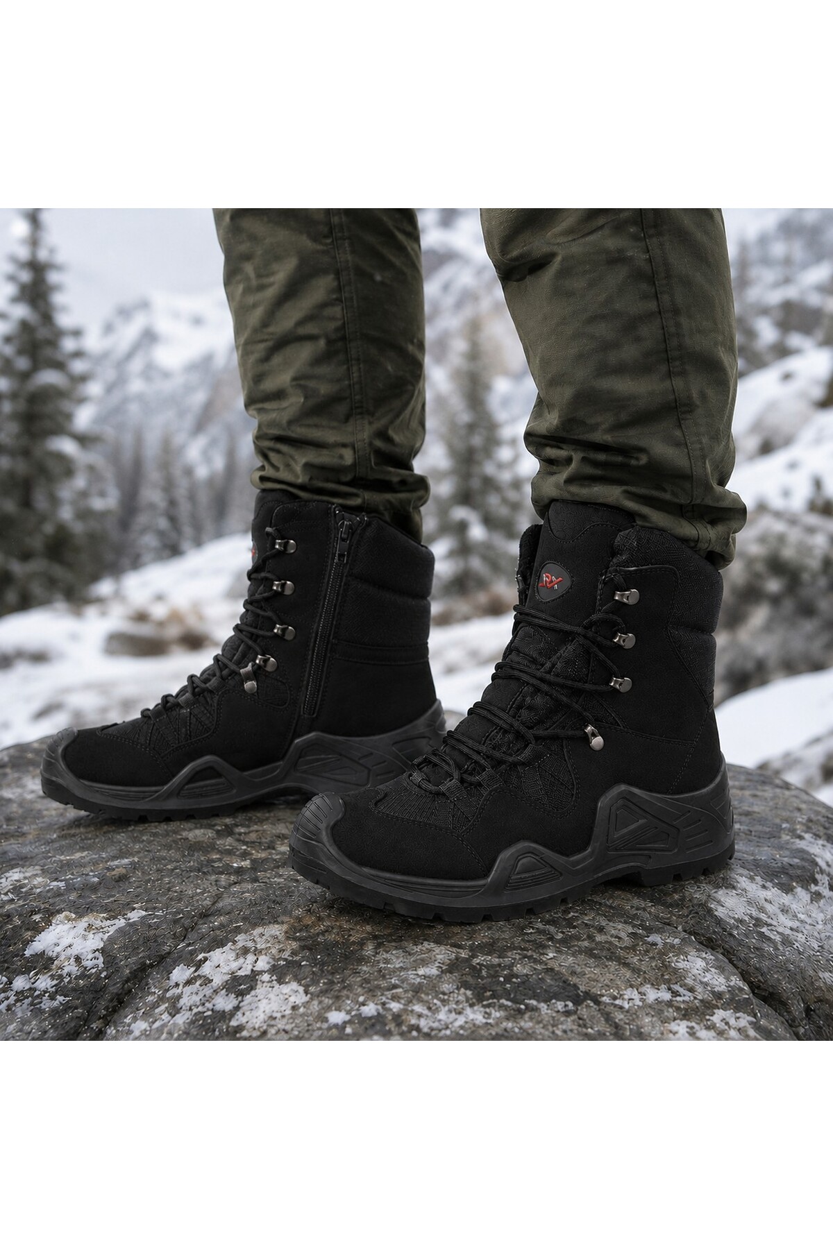 rimex sport wear Su Geçirmez Askeri Bot, Waterproof Fermuarlı ve Bağcıklı Outdoor Bot görsel 4