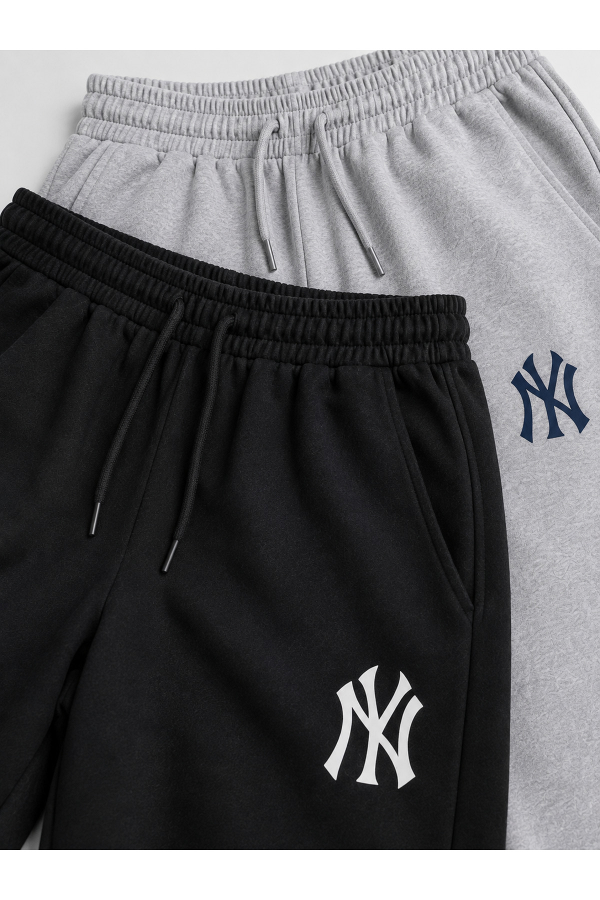 yx yustex sport 3 Adet Çoklu Set NY Baskılı Eşofman Altı (SİYAH+GRİ+SİYAH) Bol Paça Oversize görsel 2