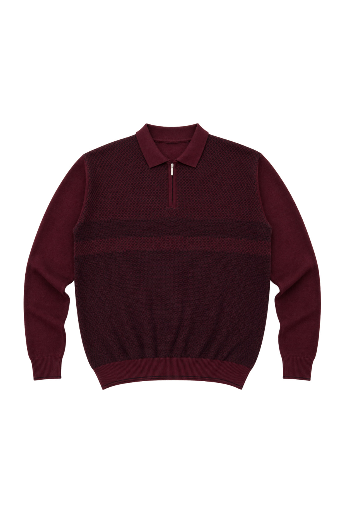BattalModa Erkek Büyük Beden Bordo Atlas Polo Yaka Fermuarlı Triko Kazak 5XL-6XL-7XL-8XL görsel 4