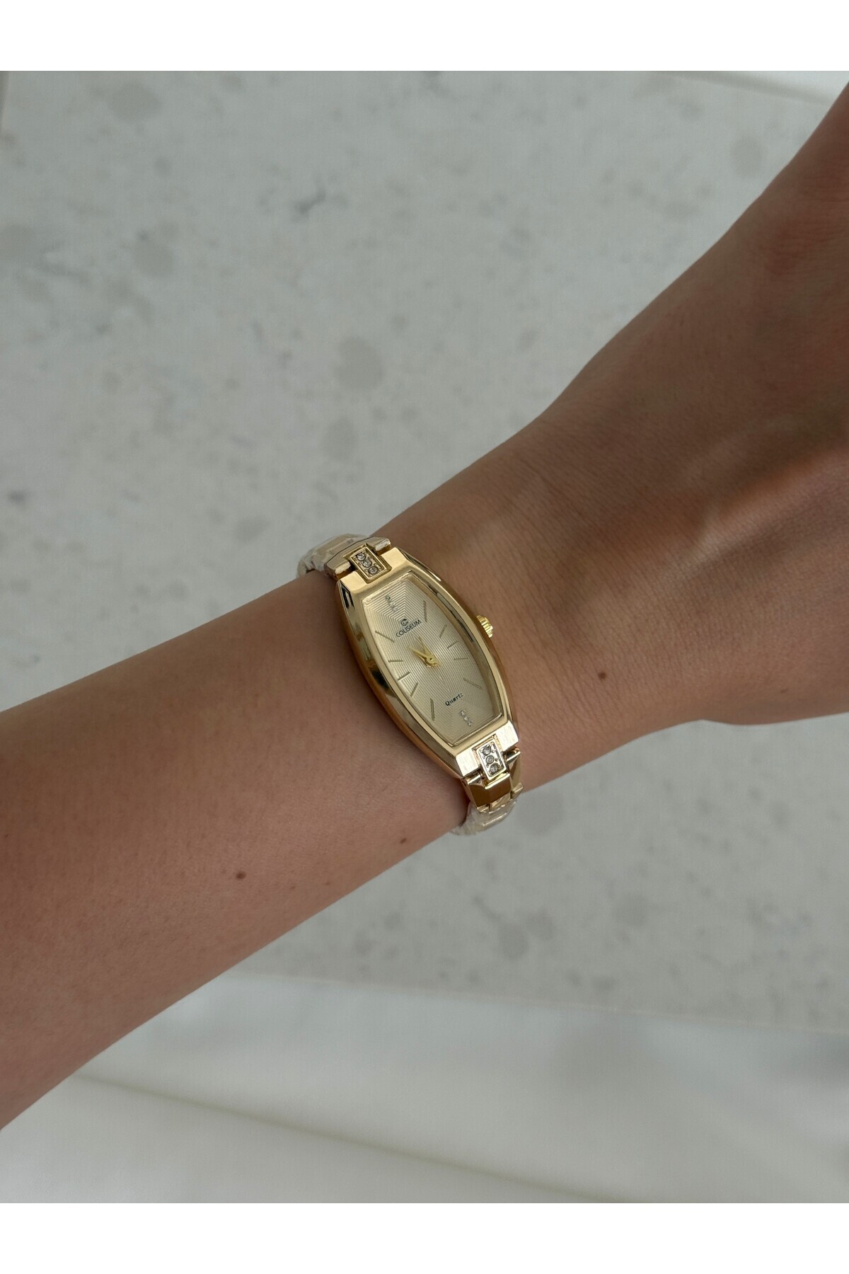 Lillianna Gold Kadın Kol Saati Şampanya Kadranlı Taş Detaylı Zarif Metal Kordon Quartz Saat görsel 3
