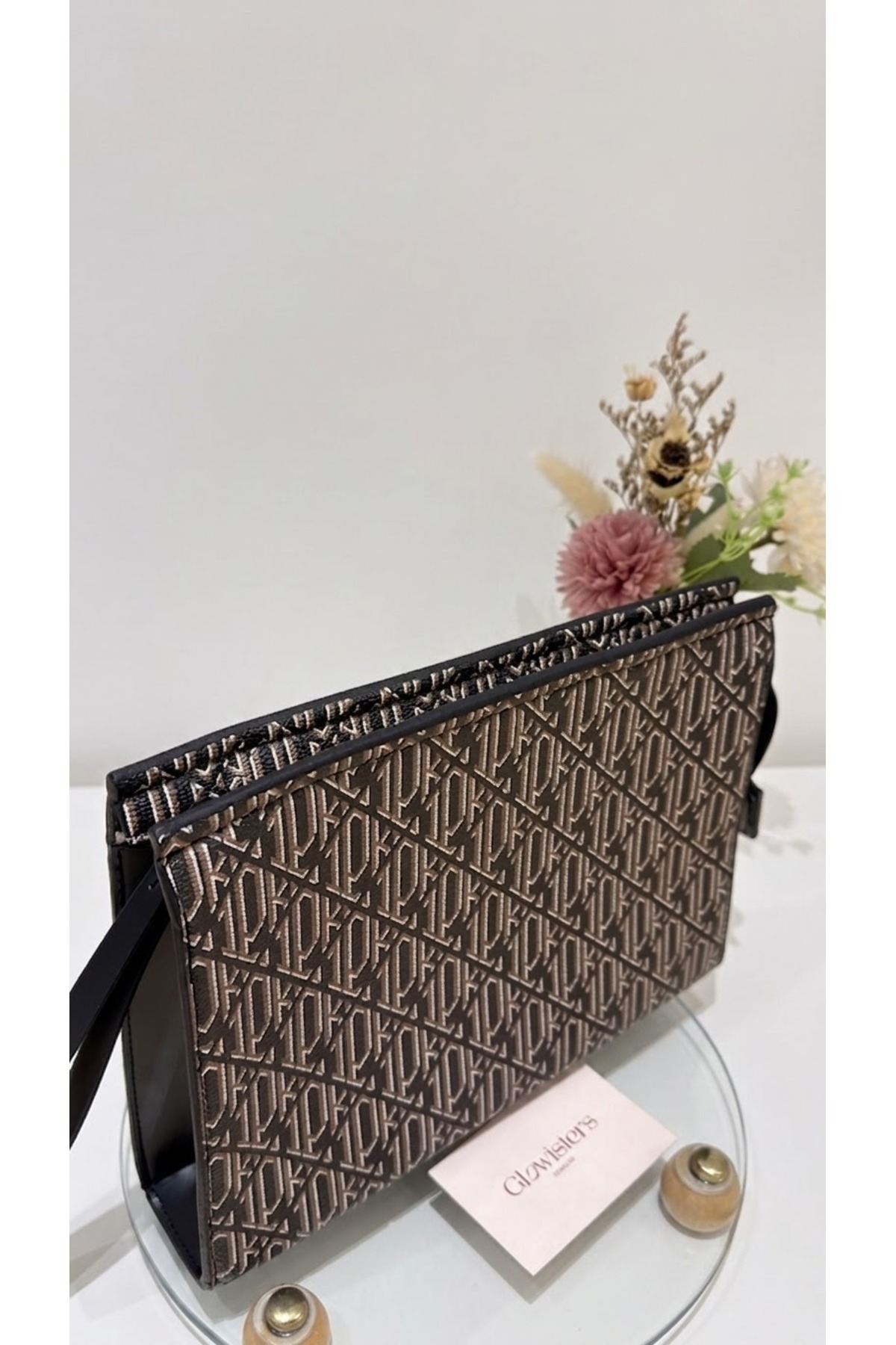 Glowisters Jewelry Glowisters Kadın Siyah Geometrik Desenli Portföy El Çantası Clutch