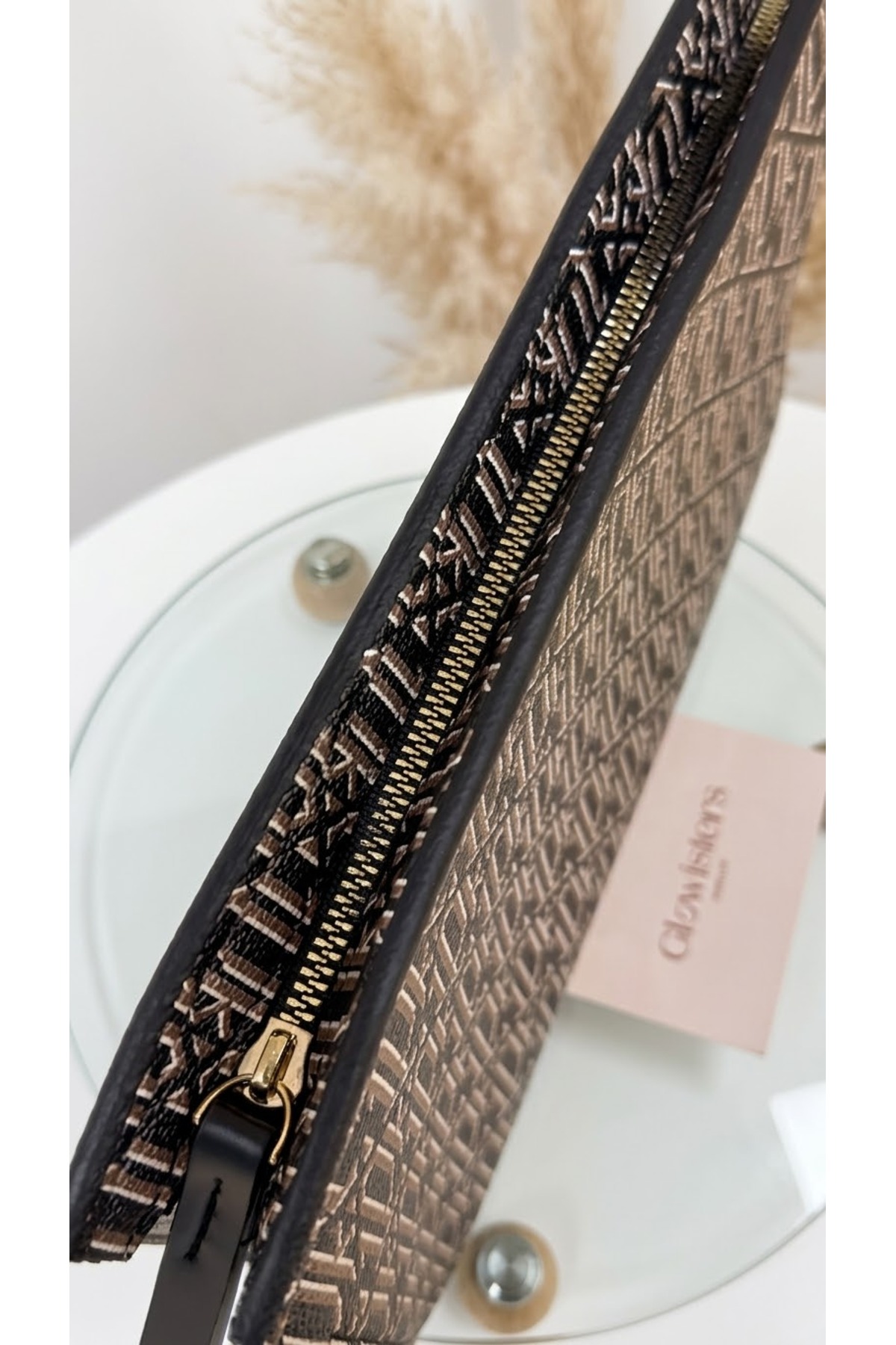 Glowisters Jewelry Glowisters Kadın Siyah Geometrik Desenli Portföy El Çantası Clutch görsel 2