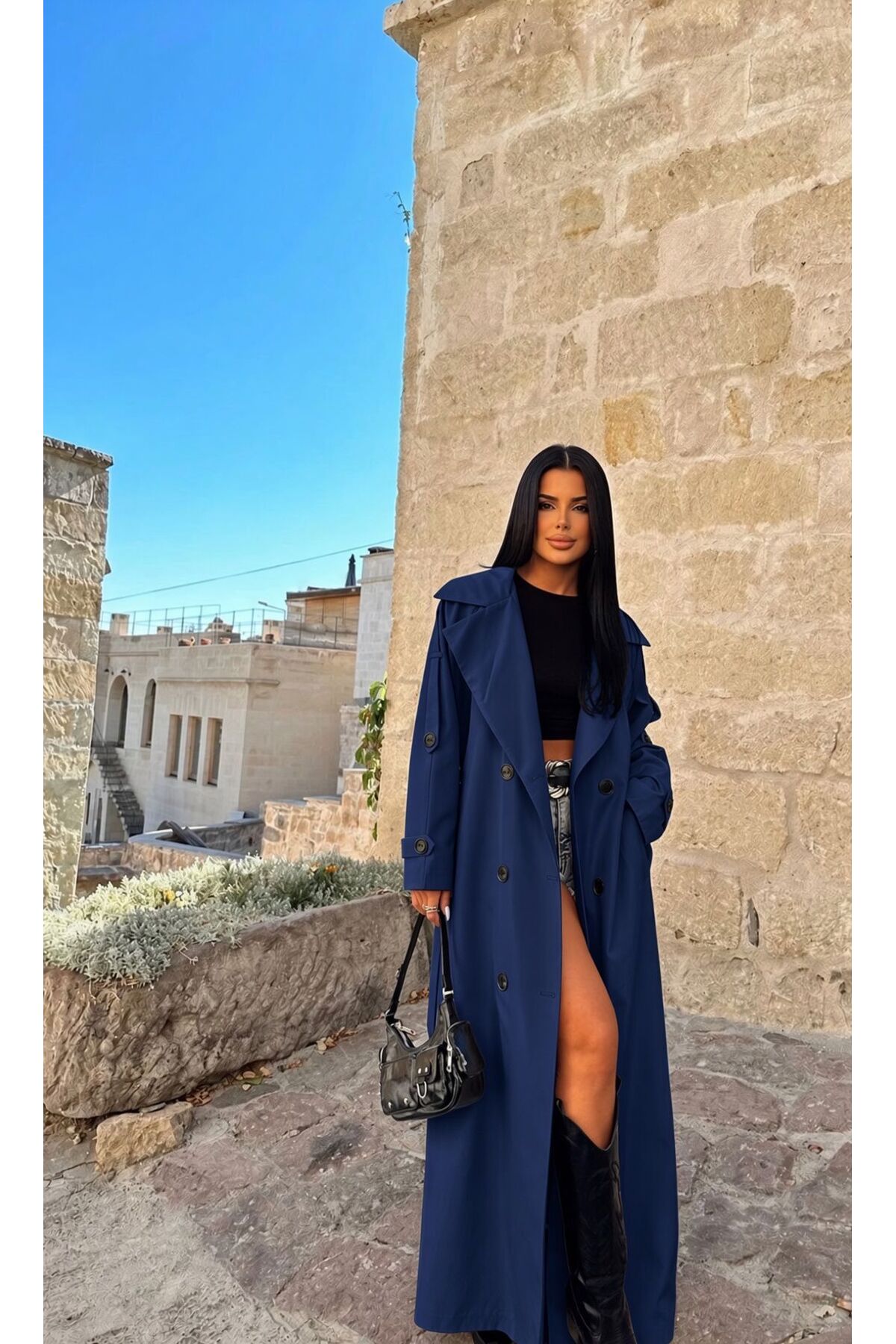 TANISA Ravena Kuşak Detay Trenckot TNS-4411