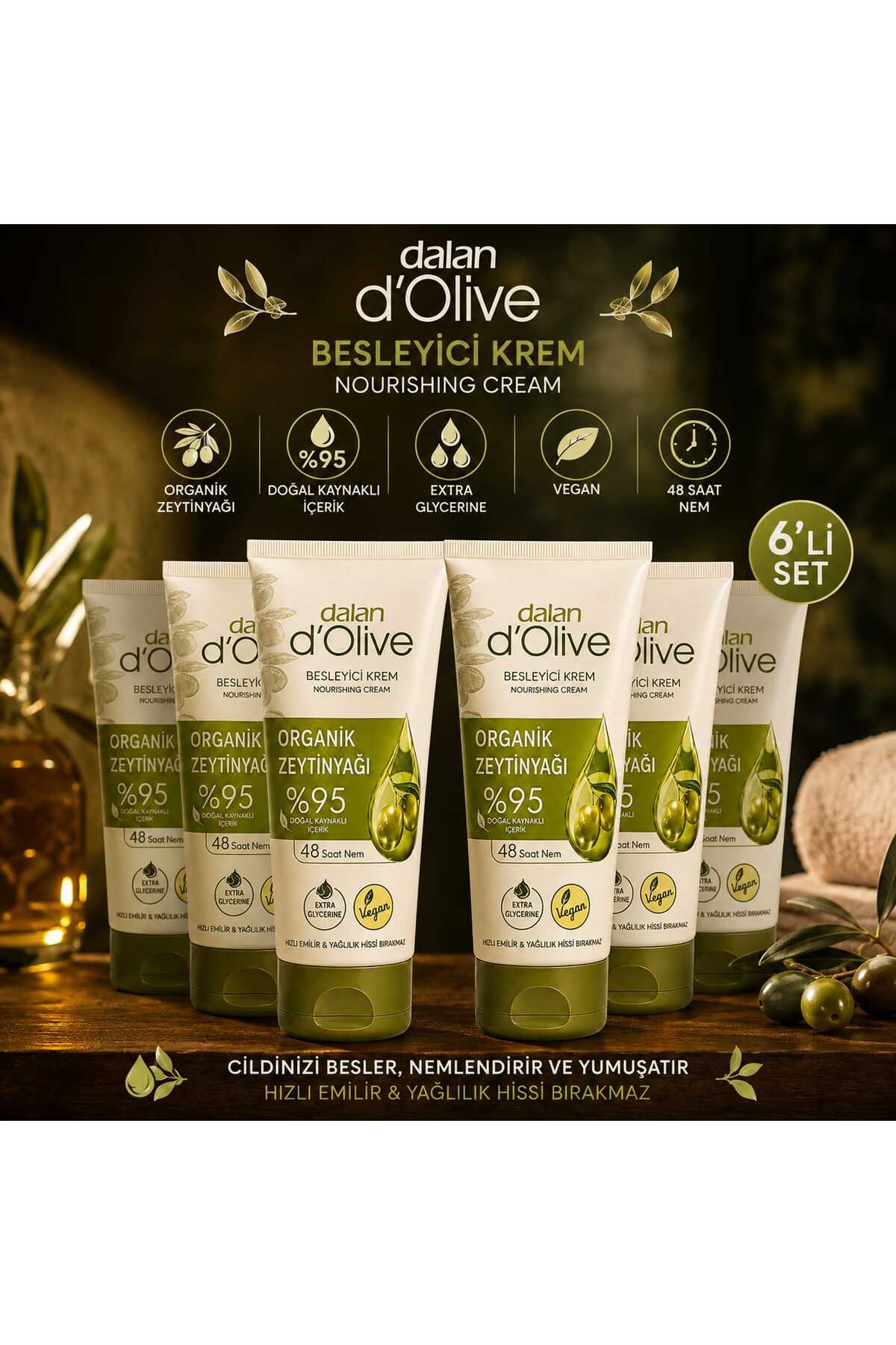 Dalan d'Olive Organik Zeytinyağı Besleyici Krem, %95 doğal