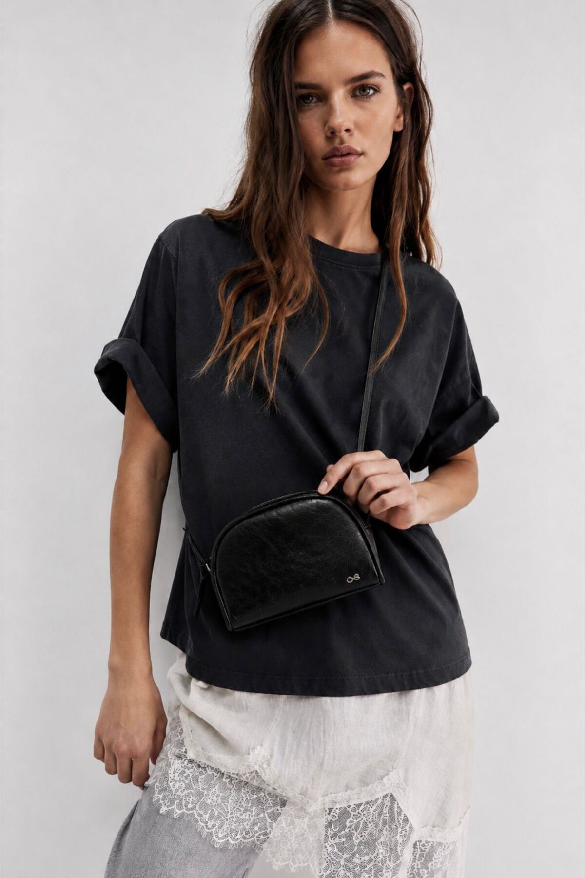 Çantacımstore Mini Basic Çapraz Askılı Çanta 2'li Kahverengi-Siyah görsel 4