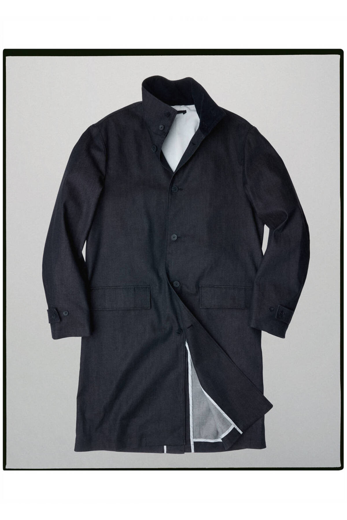 MANGO Man Yüksek yakalı denim trençkot görsel 3