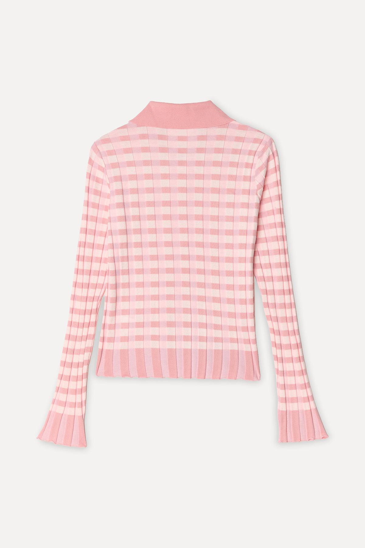Mudo Kadın Pembe Jakarlı Fitted Polo Yaka Hırka görsel 2