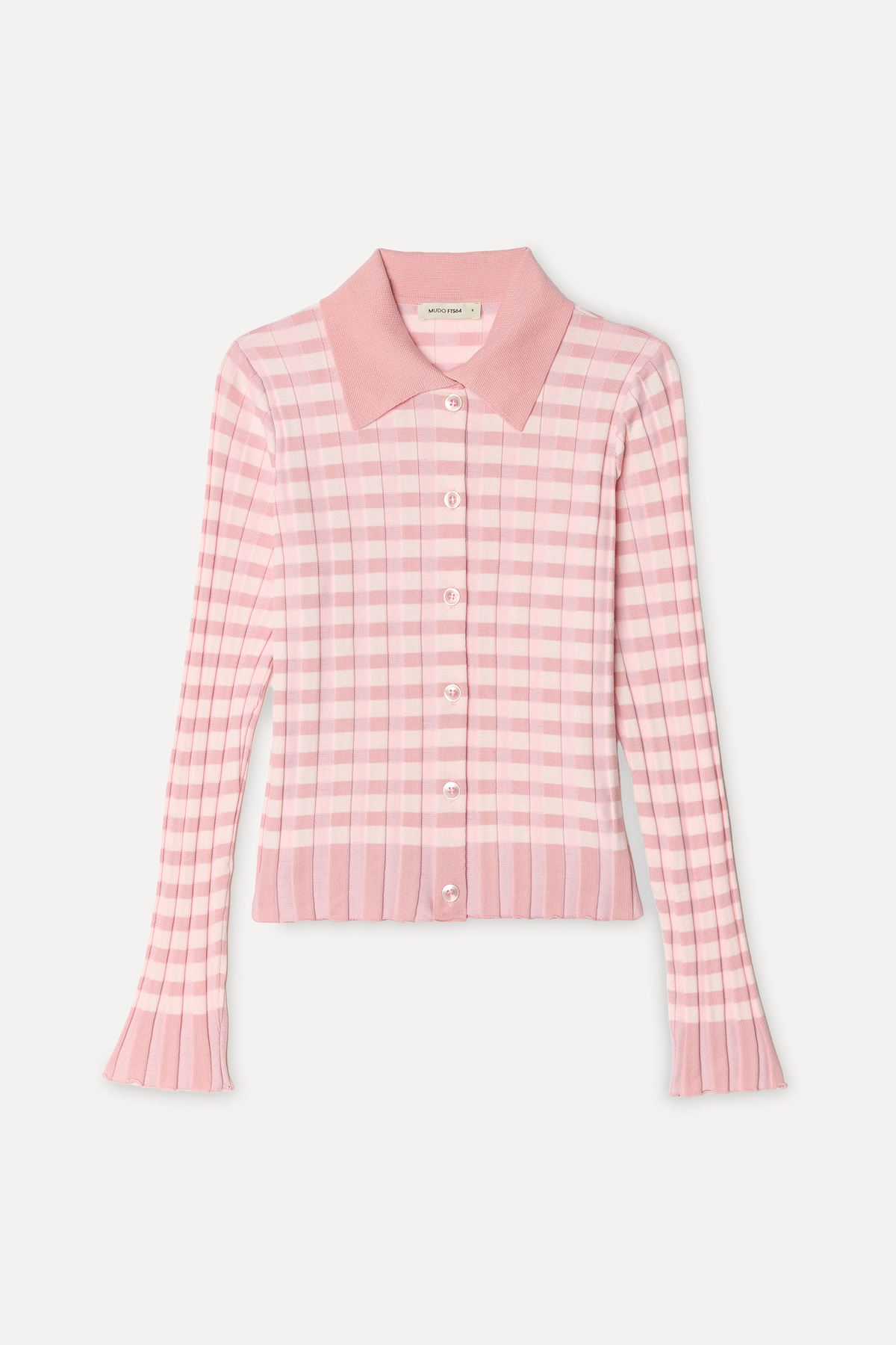 Mudo Kadın Pembe Jakarlı Fitted Polo Yaka Hırka