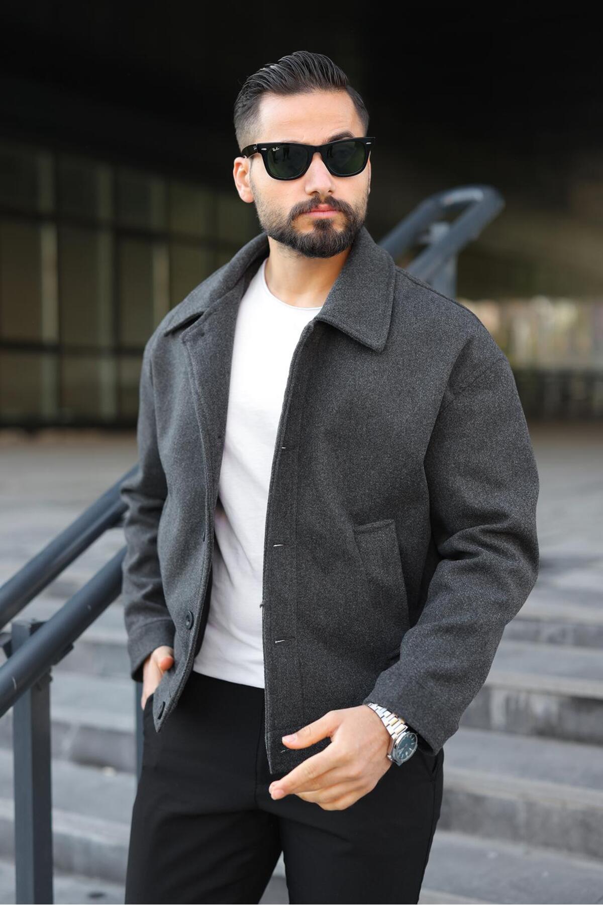 ronex Oversize Fit, Old Money Culture, Düğmeli Kaşe Ceket