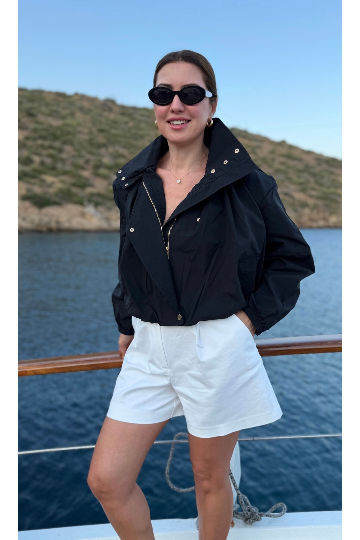 Aurélie Gold çıtçıtlı funnel neck bomber rüzgarlık görsel 3
