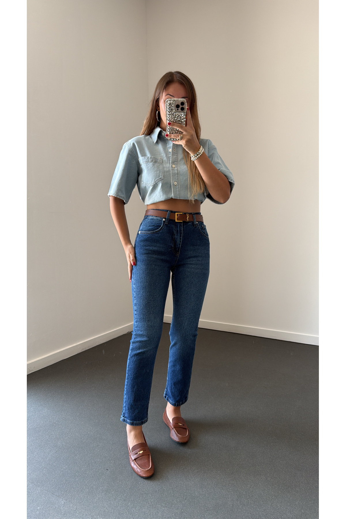 Narferita Marsilya Likralı Yüksek Bel Mom Jeans görsel 2