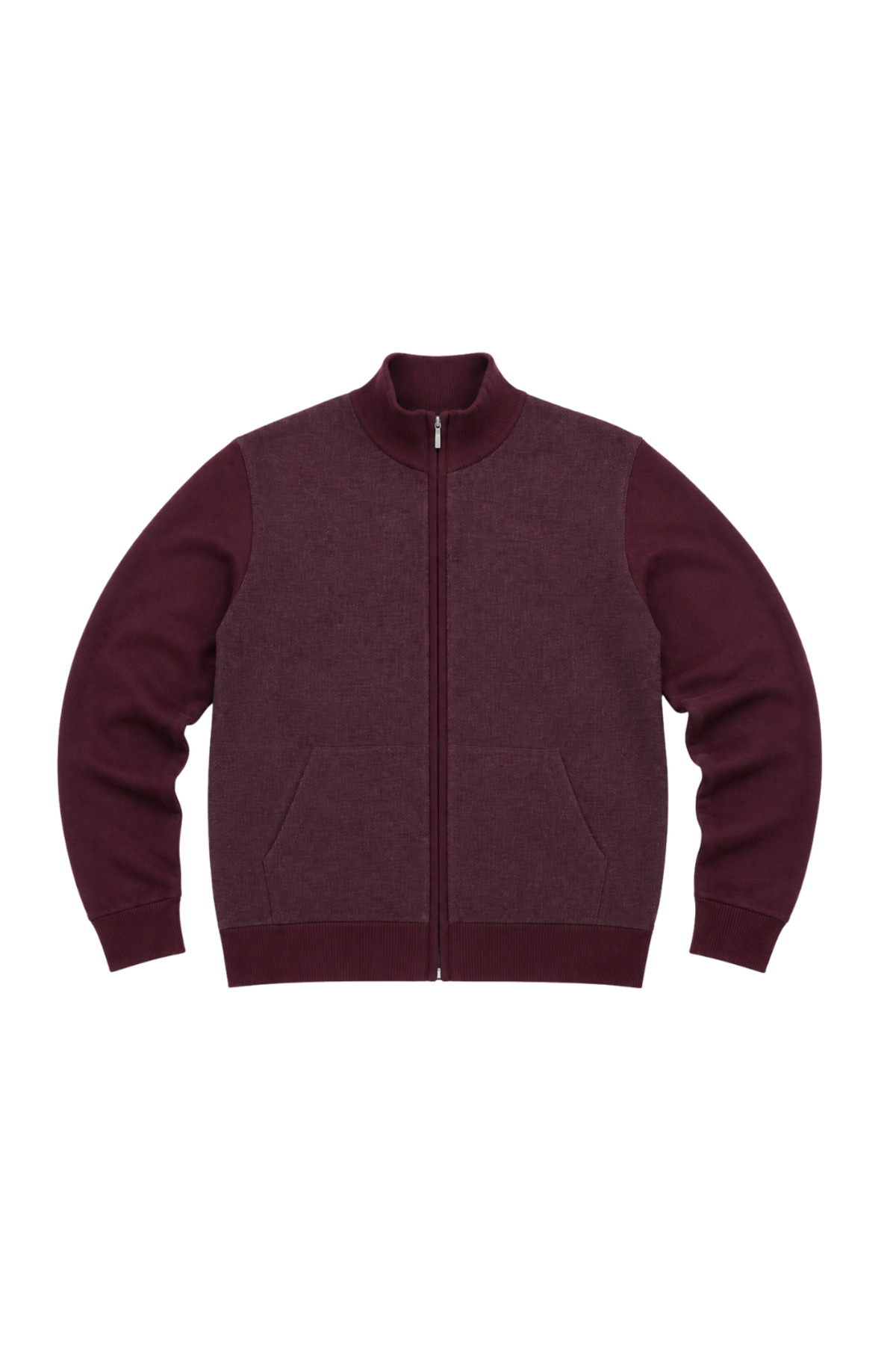 BattalModa Erkek Büyük Beden Bordo Arven Dik Yaka Cepli Triko Hırka 5XL-6XL-7XL-8XL görsel 4