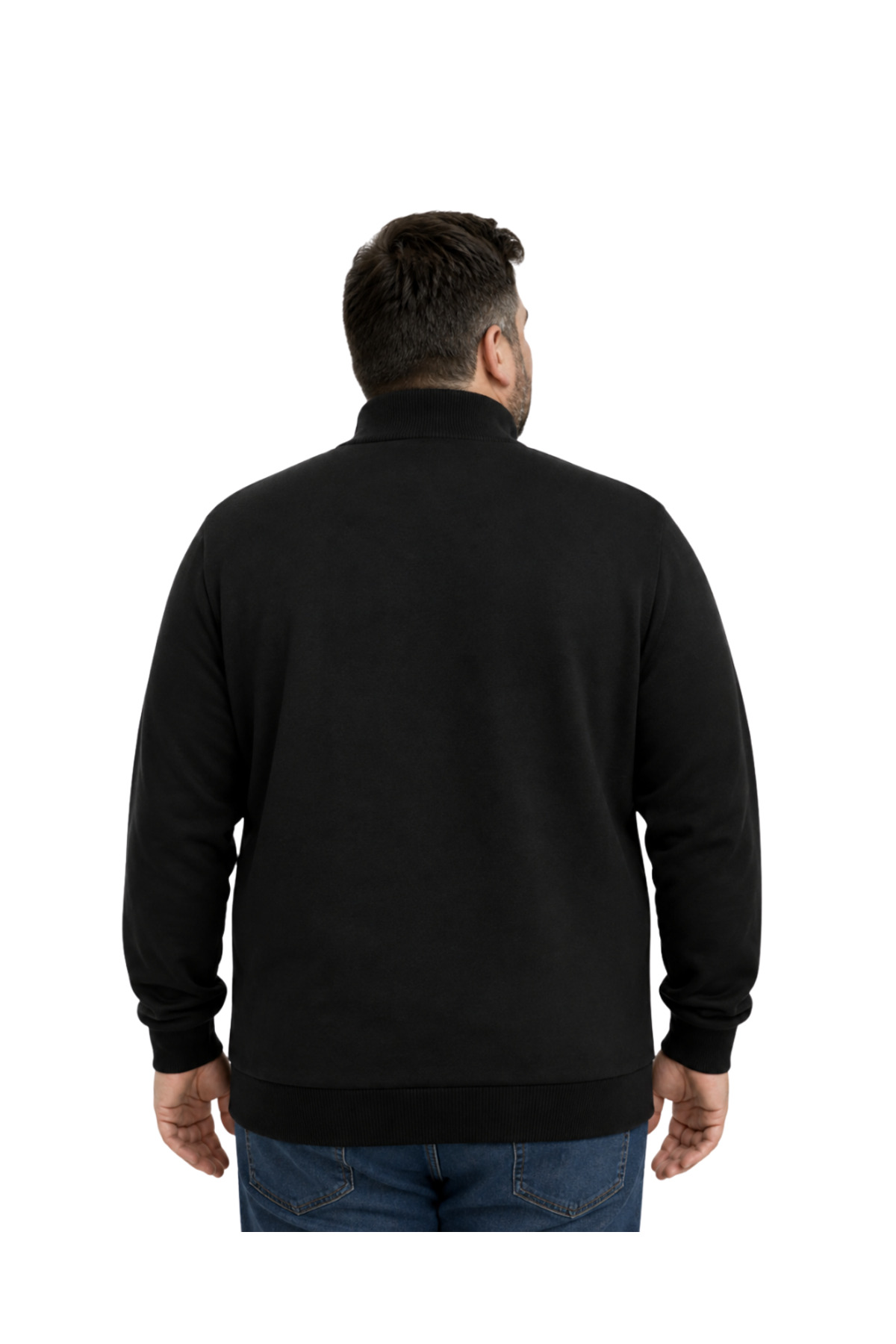 BattalModa Erkek Büyük Beden Siyah Arven Dik Yaka Cepli Triko Hırka 5XL-6XL-7XL-8XL görsel 3