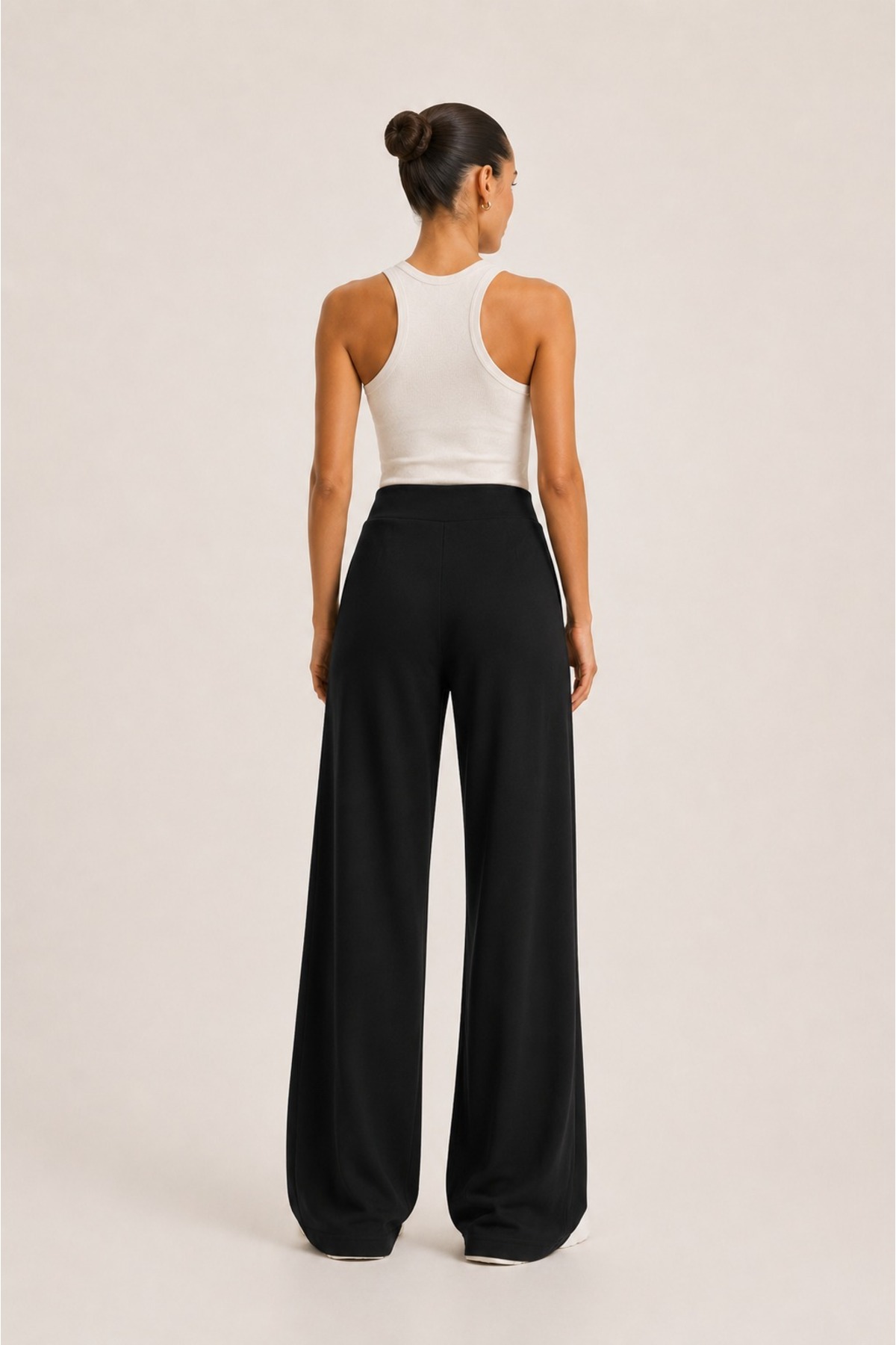 Grenj Fashion Siyah Soft Touch Yüksek Bel Cepli Wide Leg Modal Pantolon görsel 6