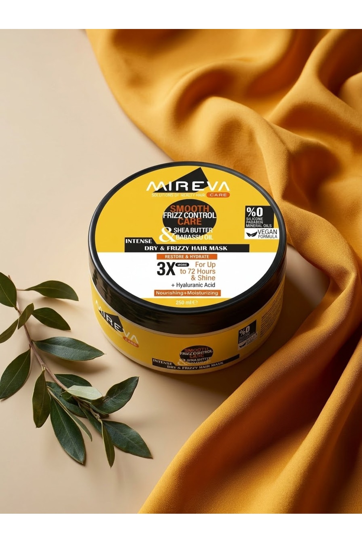 MİREVA Kuru ve Elektriklenen Saçlar İçin Yoğun Bakım Maskesi 250 ml - Shea Yağı, Babassu Yağı & Hyaluronik Asit — M.5505