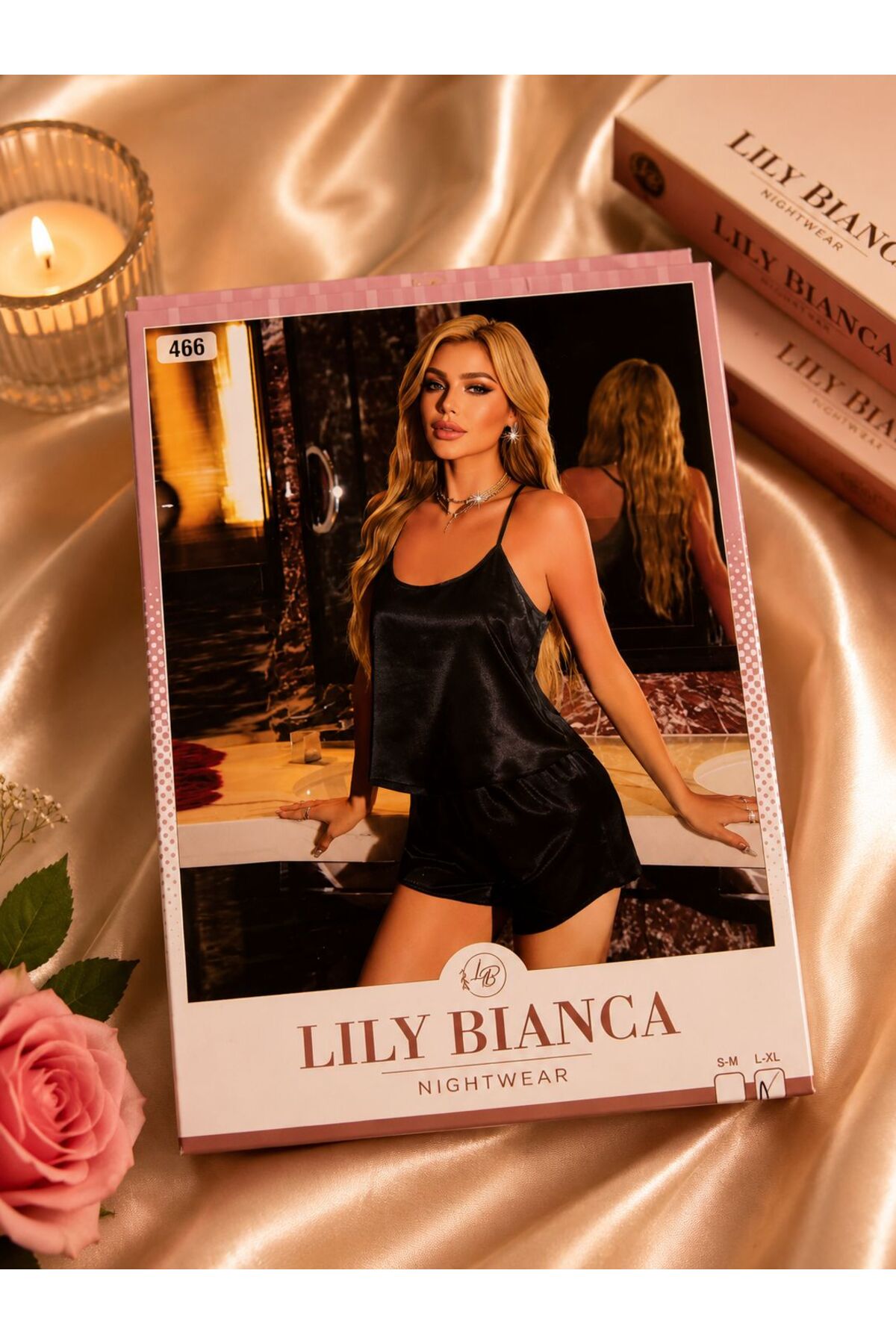 Lillie Lily Bianca saten fantezi gecelik (466)