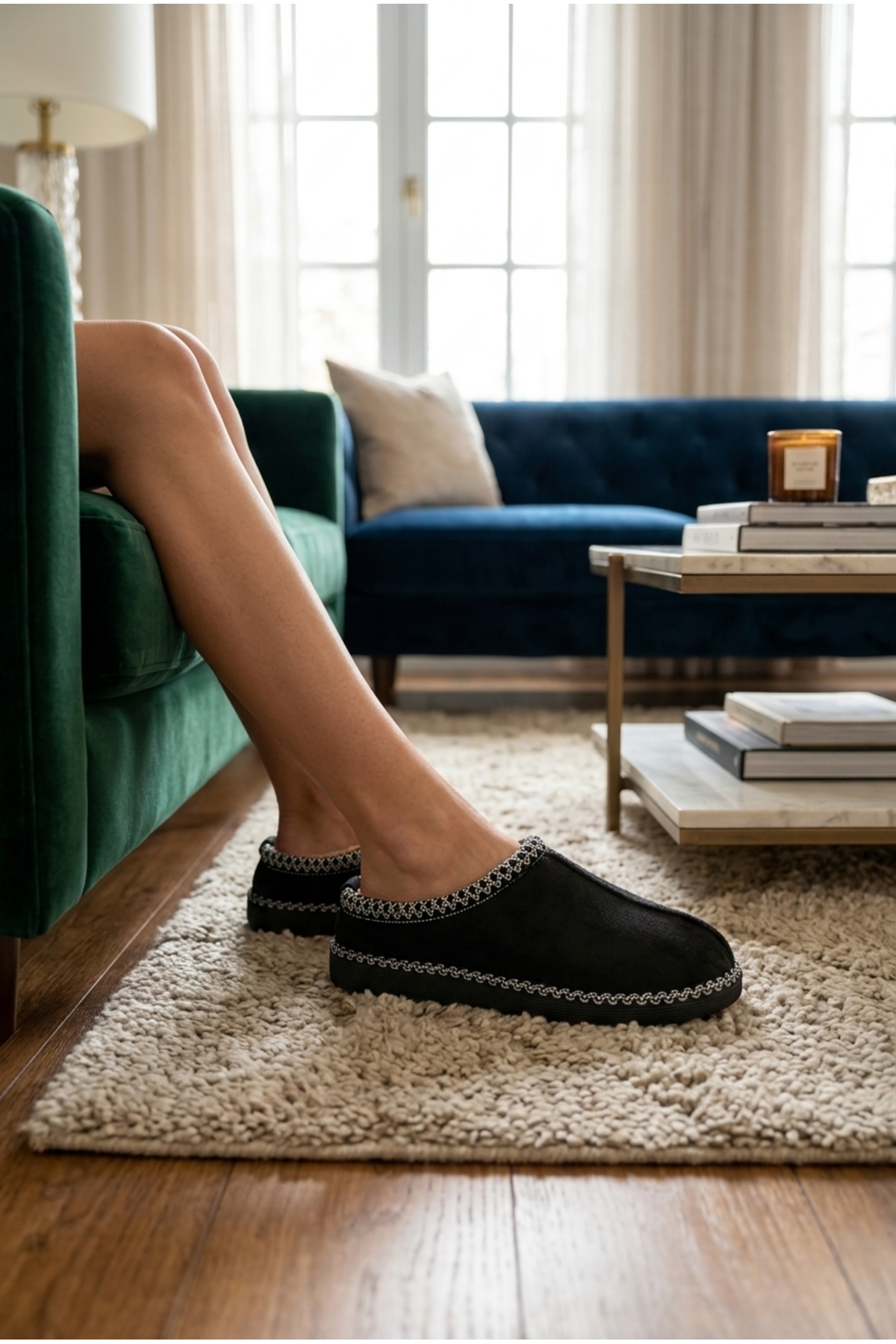 Moda Devrin Siyah Unisex Kalın Taban İçi Kürklü Peluş Ev Terliği / Zikzak Dikişli Konforlu Kışlık Ev Ayakkabısı (Yıkanabilir) görsel 5