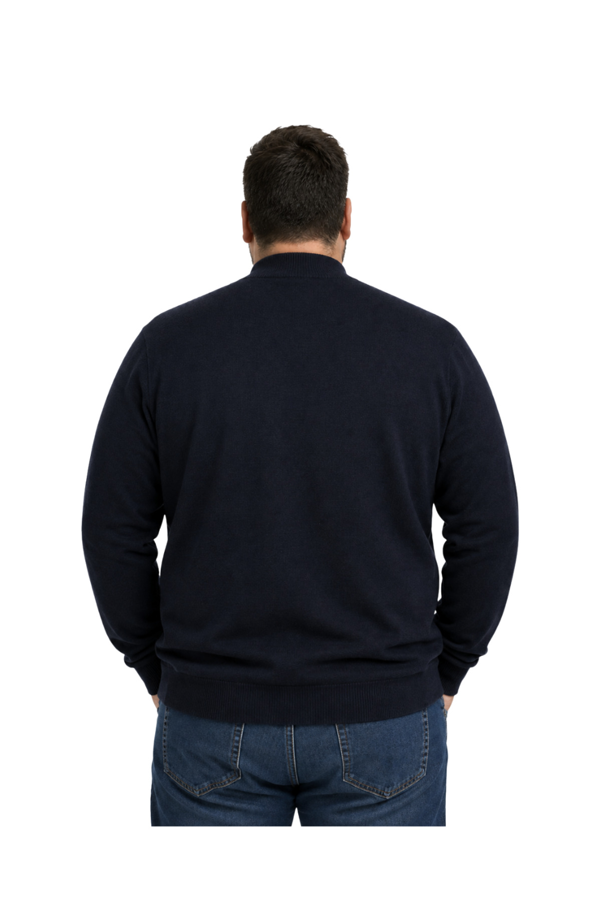 BattalModa Erkek Büyük Beden Lacivert Yarım Balıkçı Triko Kazak 3XL-4XL-5XL-6XL görsel 3