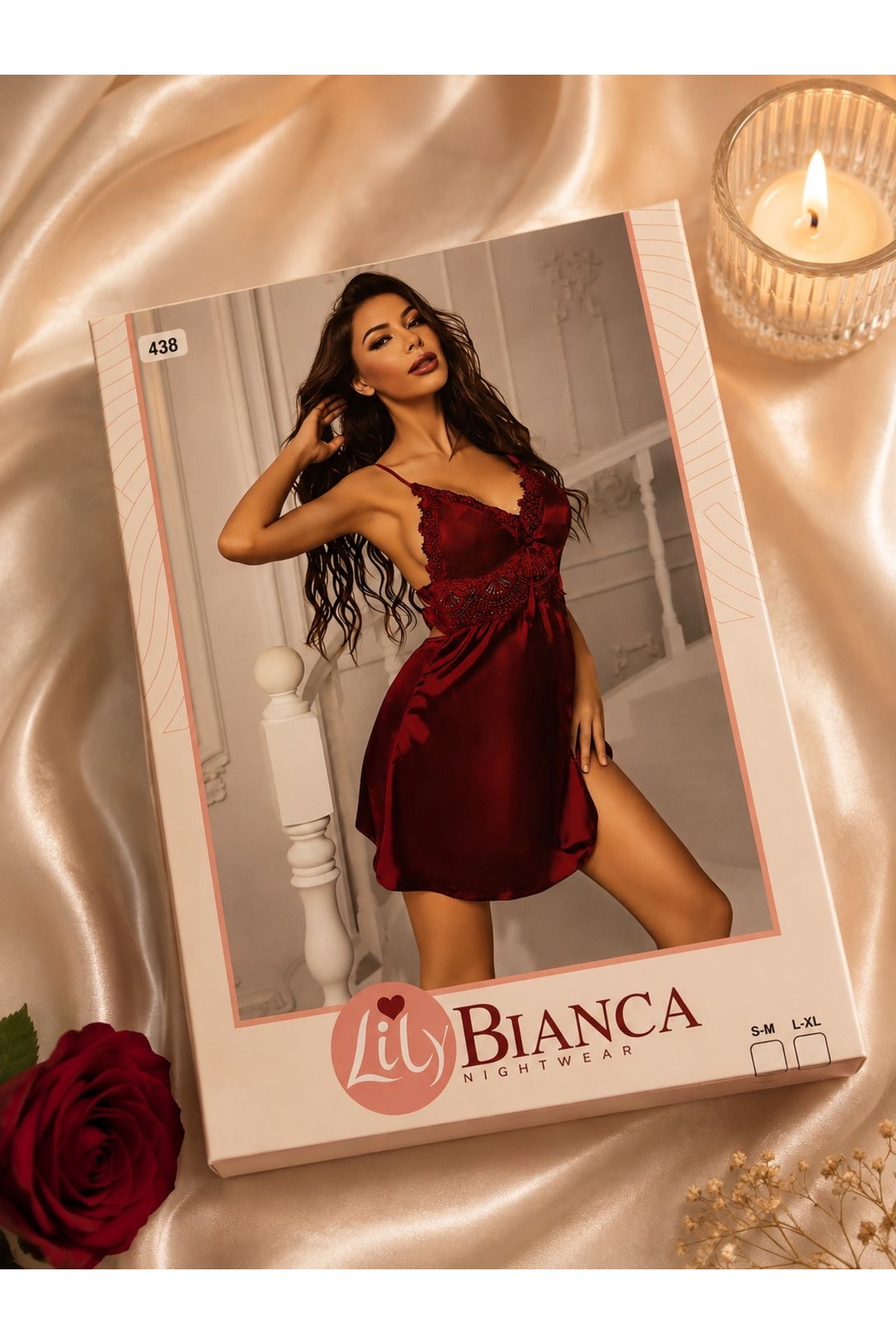 Lillie Lily Bianca saten fantezi gecelik (438)