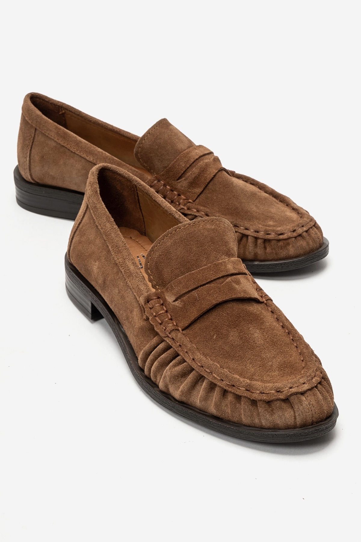 LuviShoes CHEN Toprak Süet Hakiki Deri Kadın Loafer Ayakkabı