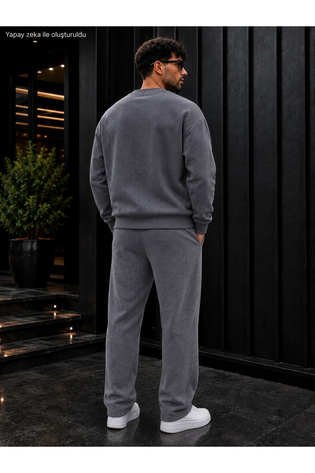 Erkek Sweet Minimal Tipografi Baskılı Bisiklet Yaka Regular Fit Erkek Eşofman Takımı /Düz Paça Alt — رنگارنگ CKTK04091 — تصویر 2 از 4