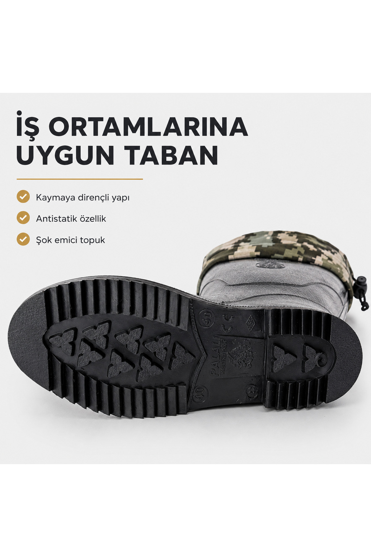 PALALI Del-Rey O4 CE Belgeli Su Geçirmez PVC Kısa İş Çizmesi Konçlu Unisex Bahçe Kurye Oto Yıkama Çizmesi görsel 3