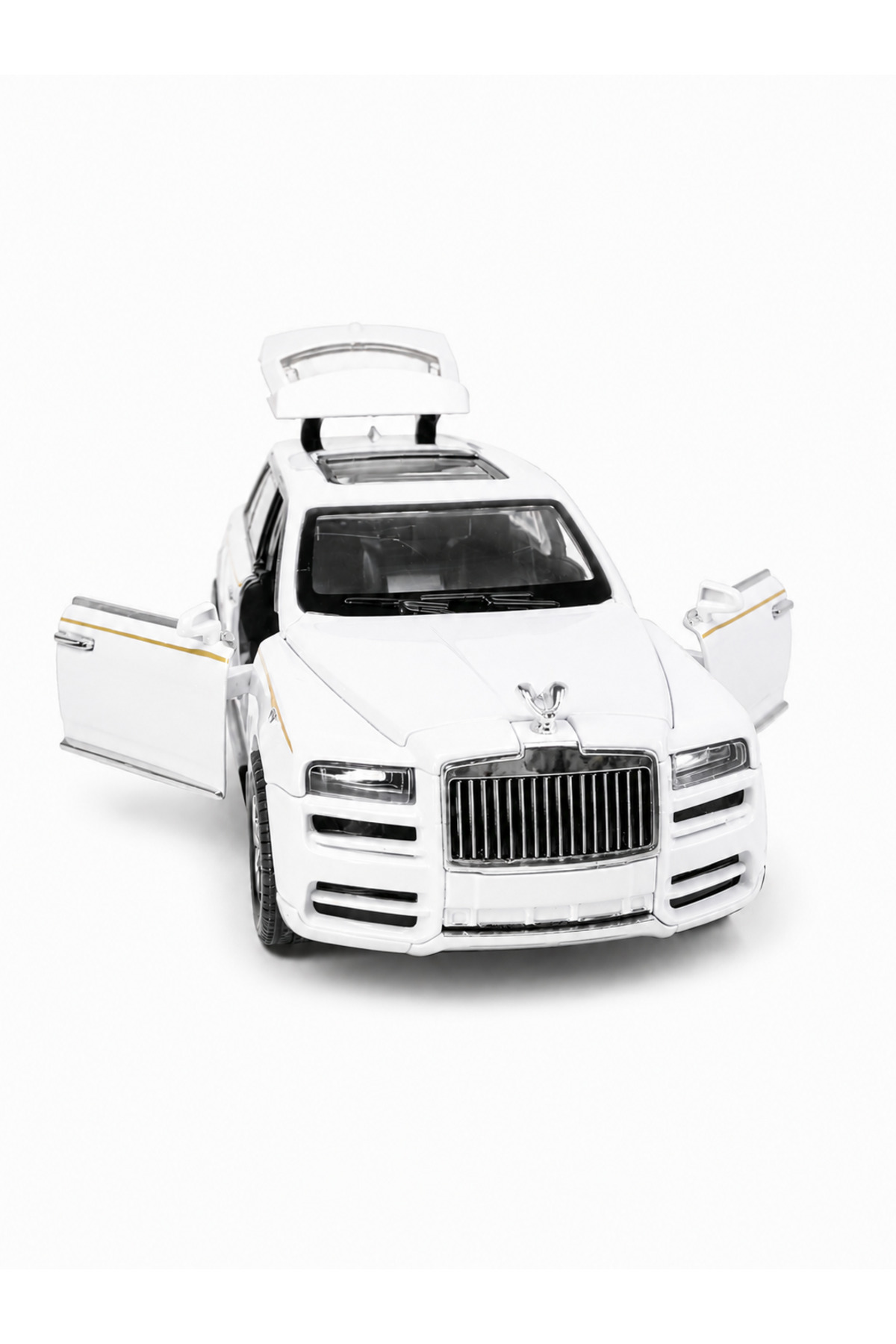 Kidzon Beyaz Metal Lüks SUV Oyuncak Araba Açılır Kapılı Bagajlı Çek Bırak Model Araç