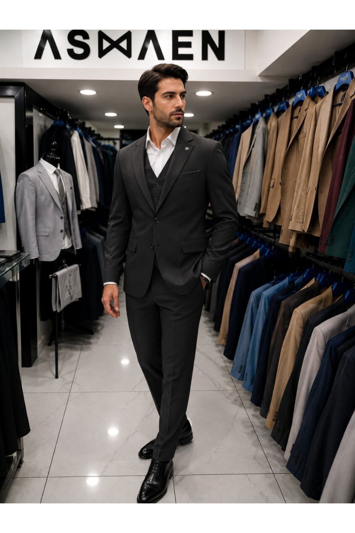 BS BLACK SMOKİN Erkek Regular Fit Yelekli Takım Elbise görsel 3
