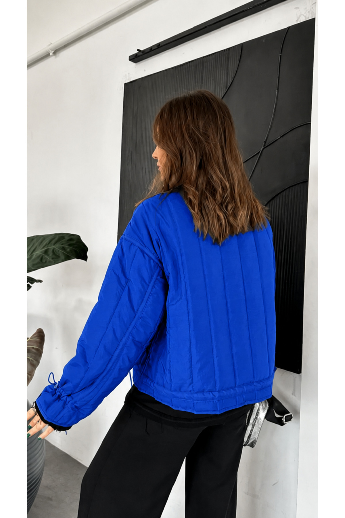 Bella Bloom Boutique Yüksek Yaka Fermuarlı Cepli Rahat Kesim Özel Tasarım Mont görsel 5