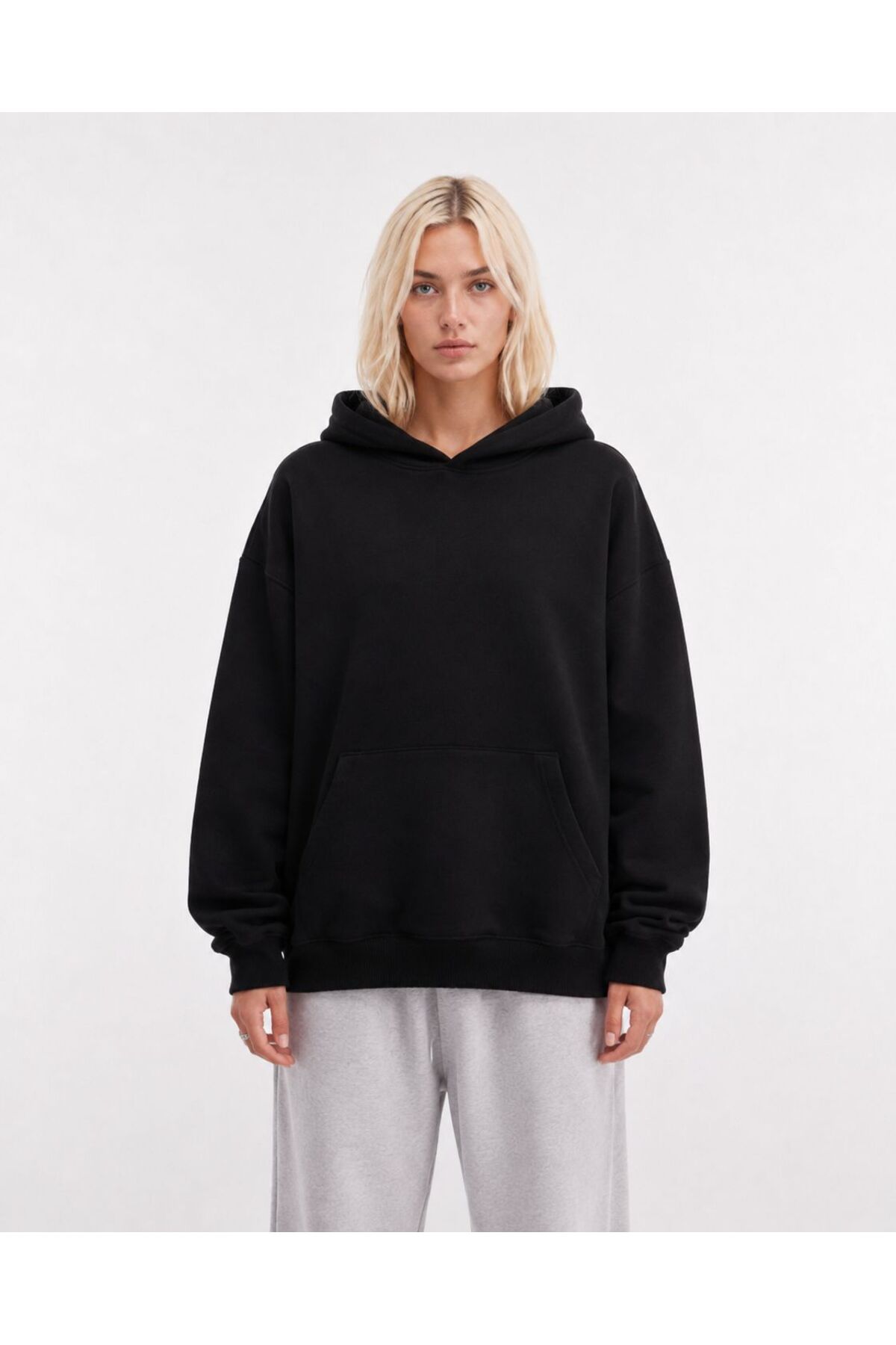 Mad&Calf Kadın Wings Dantel Detaylı Kapüşonlu Oversize Sweatshirt görsel 2