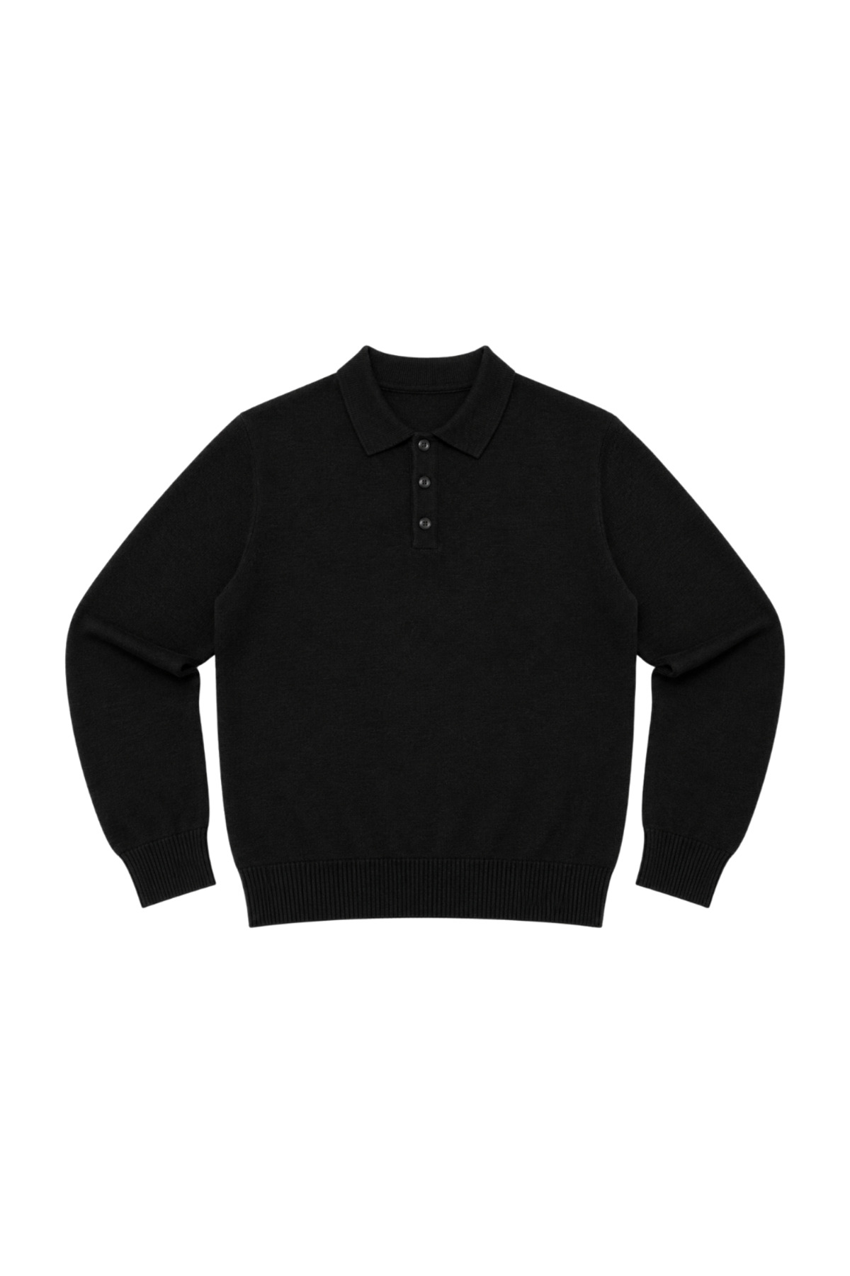 BattalModa Erkek Büyük Beden Siyah Düğmeli Polo Yaka Triko Kazak 3XL-4XL-5XL-6XL görsel 4